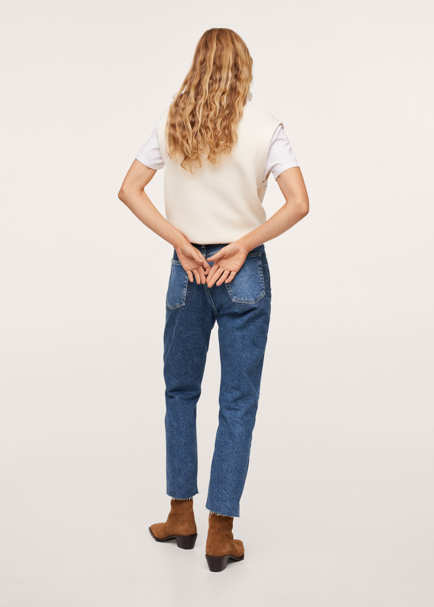 Jeans rectos tiro alto contraste - Reverso del artículo