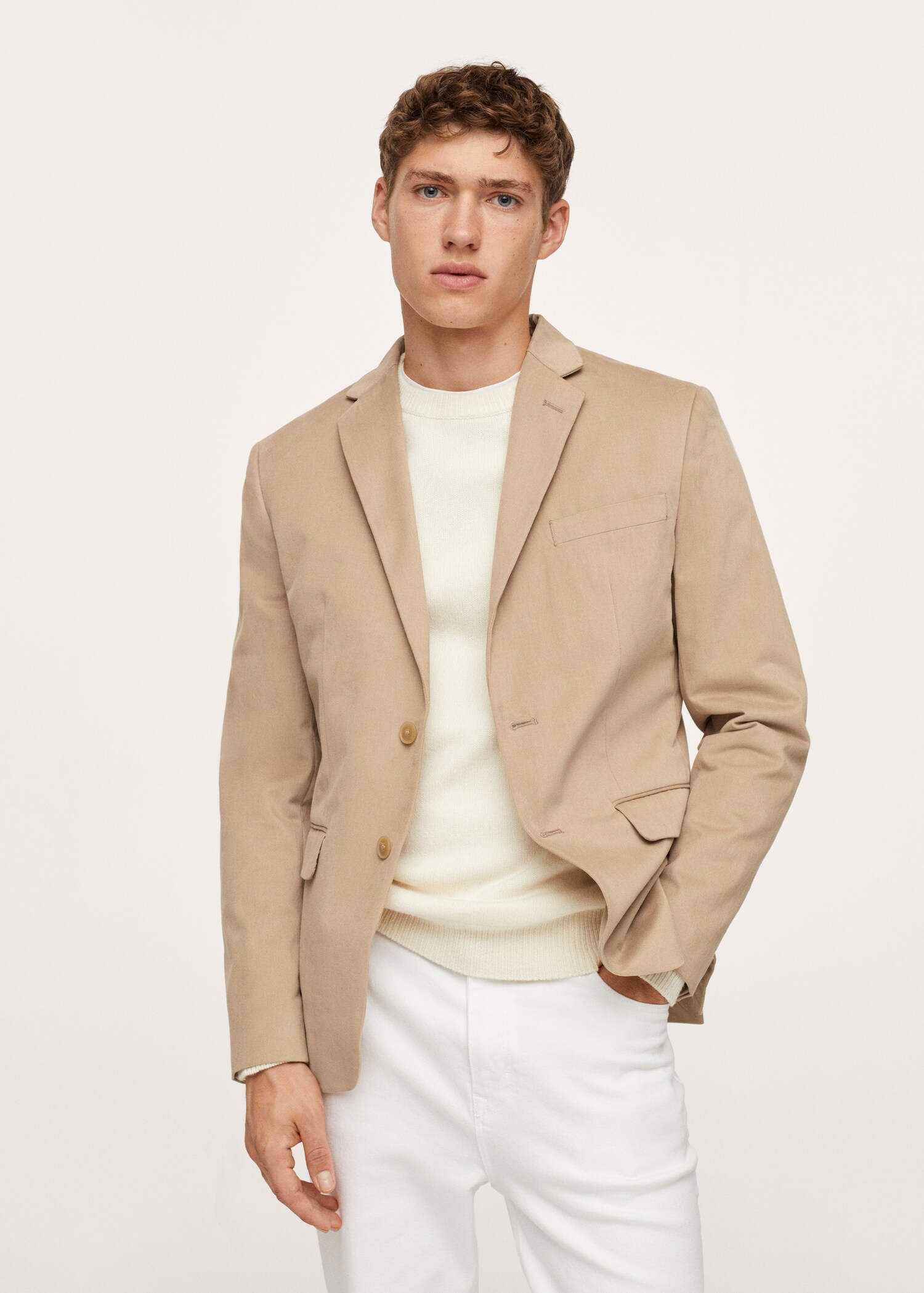 Blazer med tekstur, slim-fit - Halvtotal bildeutsnitt
