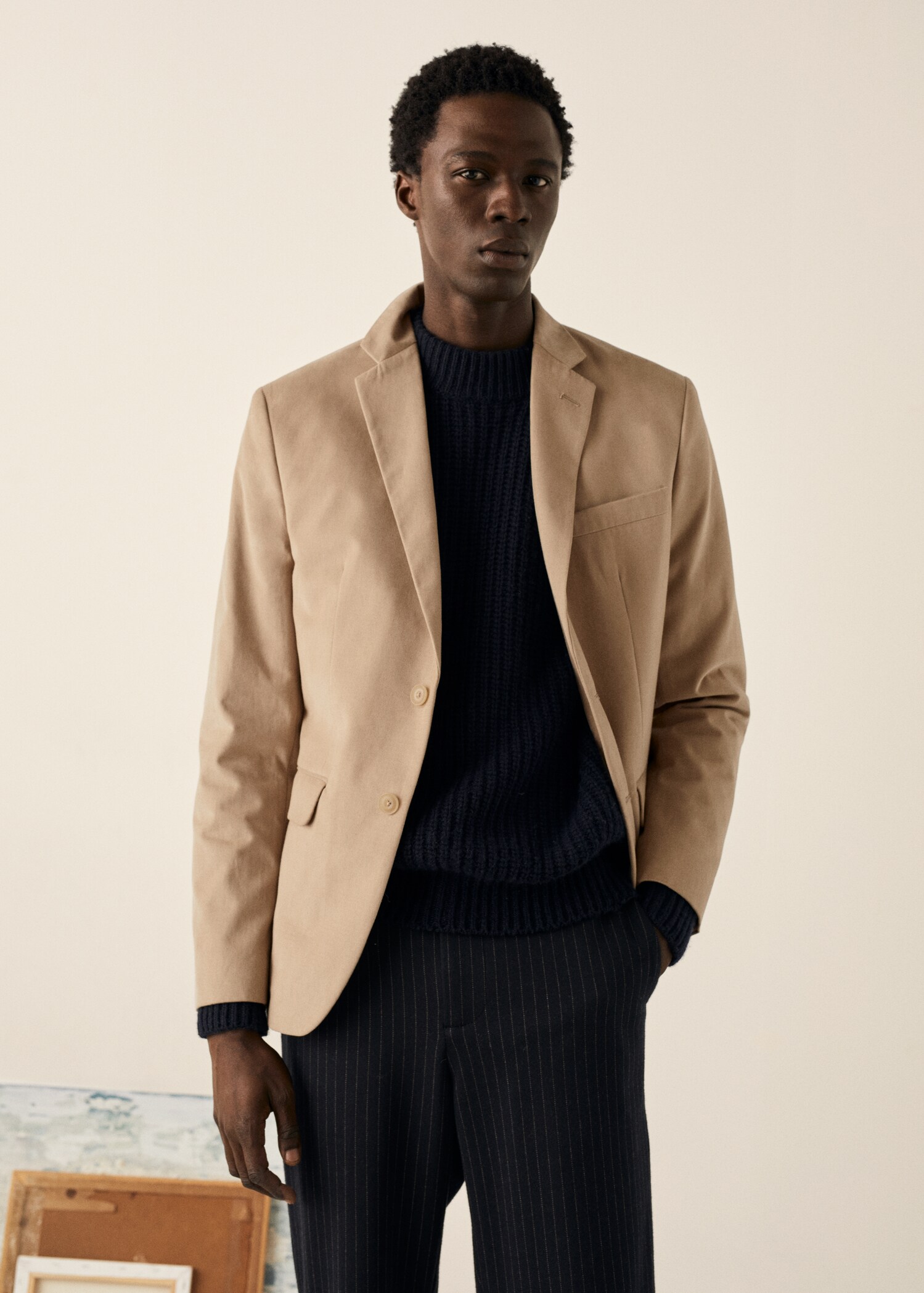 Blazer med tekstur, slim-fit - Artikkeldetalj 6