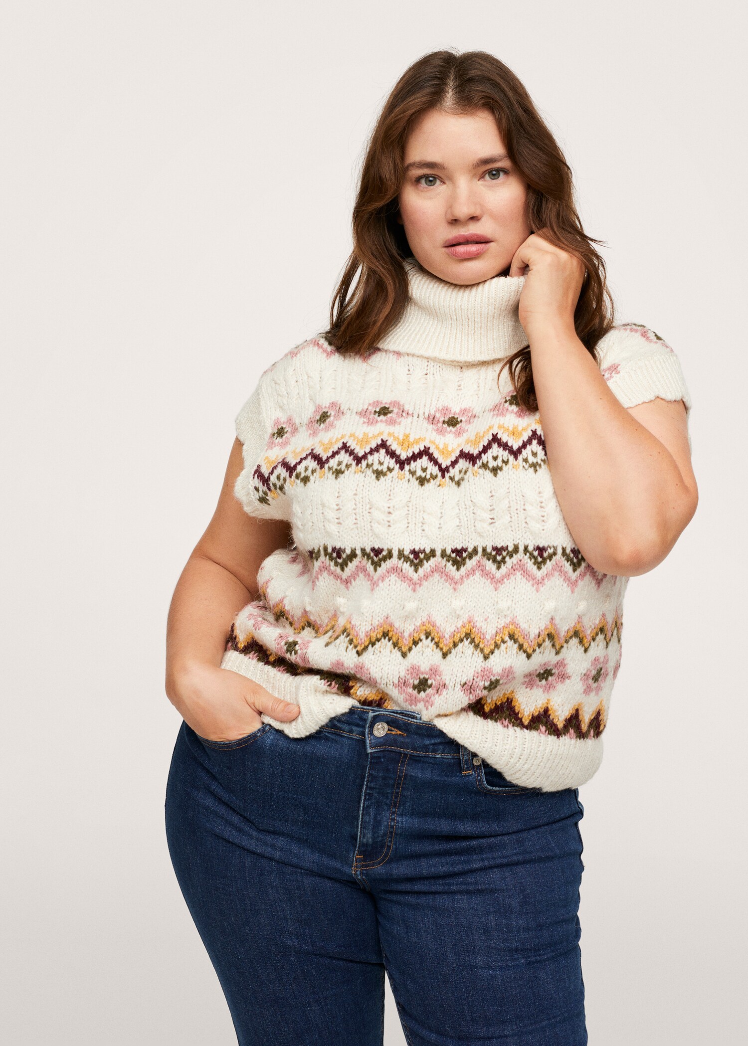 Knitted gilet with print - Medium plane