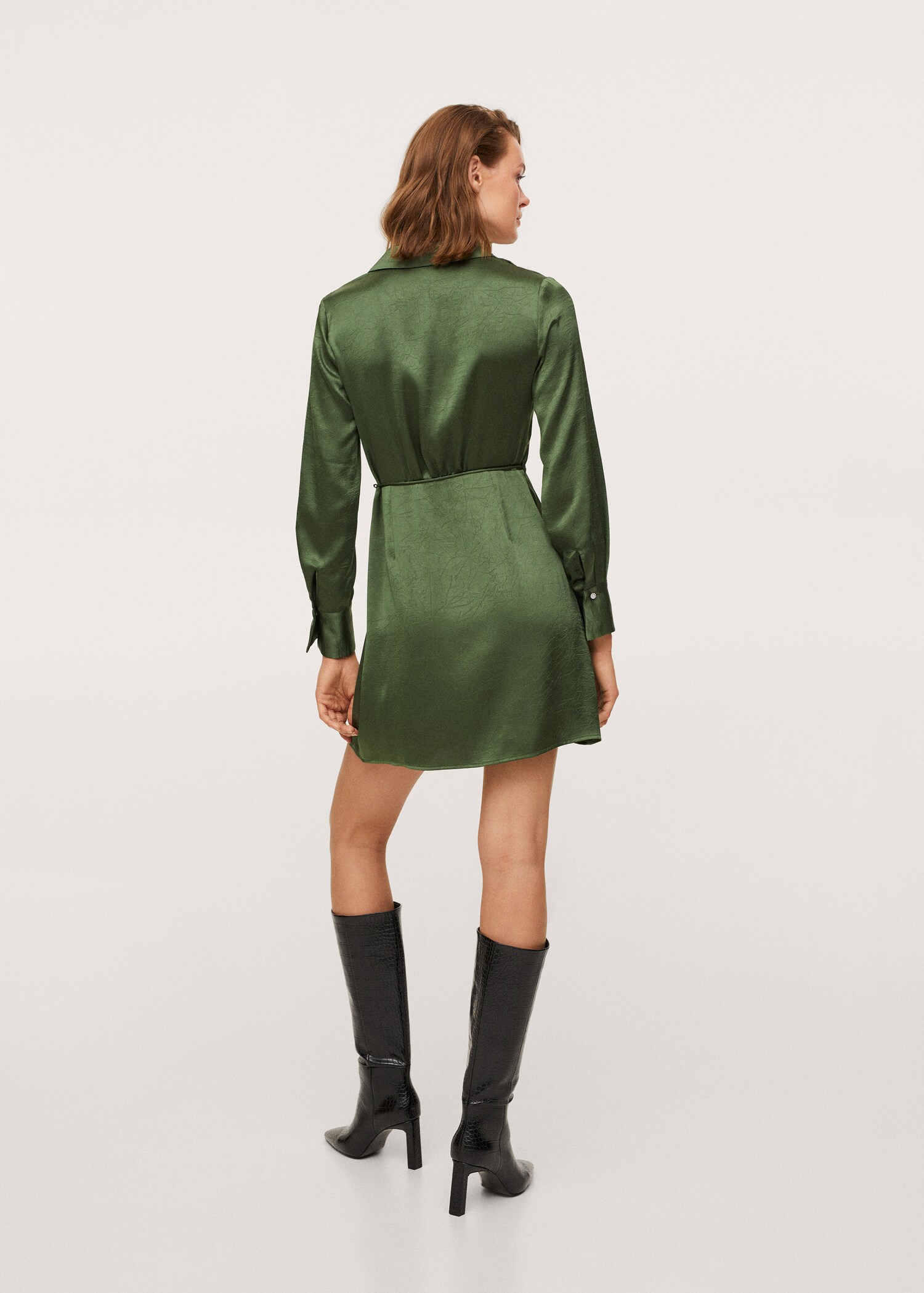 Vestido satinado cruzado - Reverso del artículo