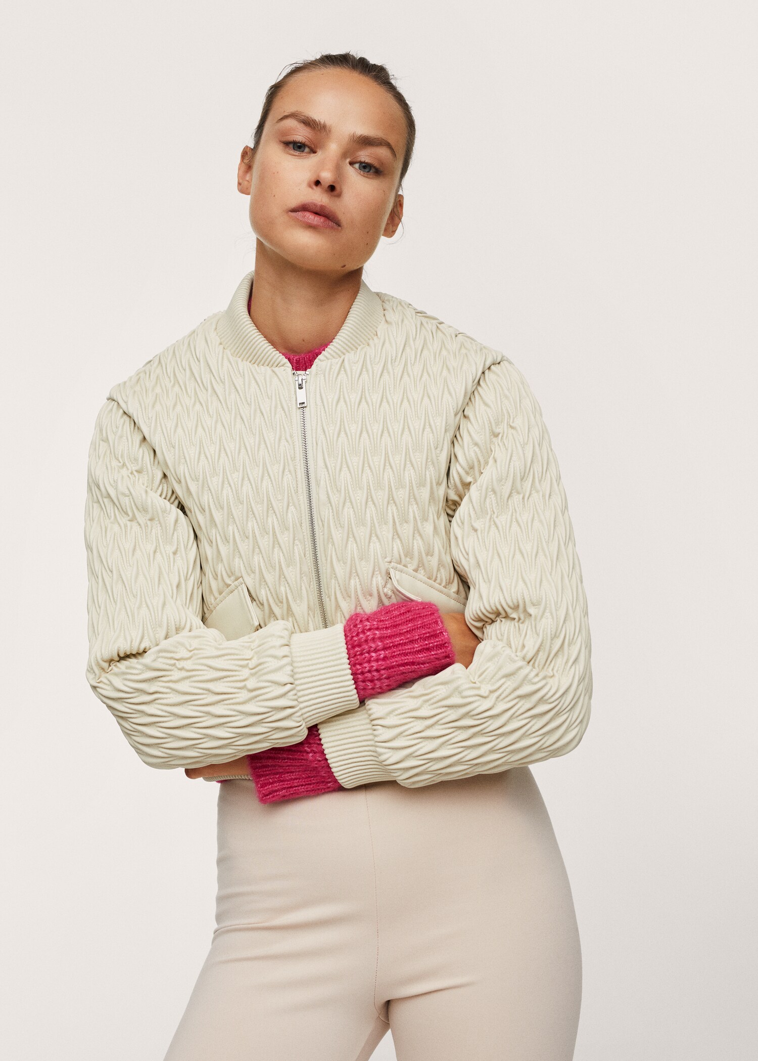 Cropped textured jacket - Medium plane