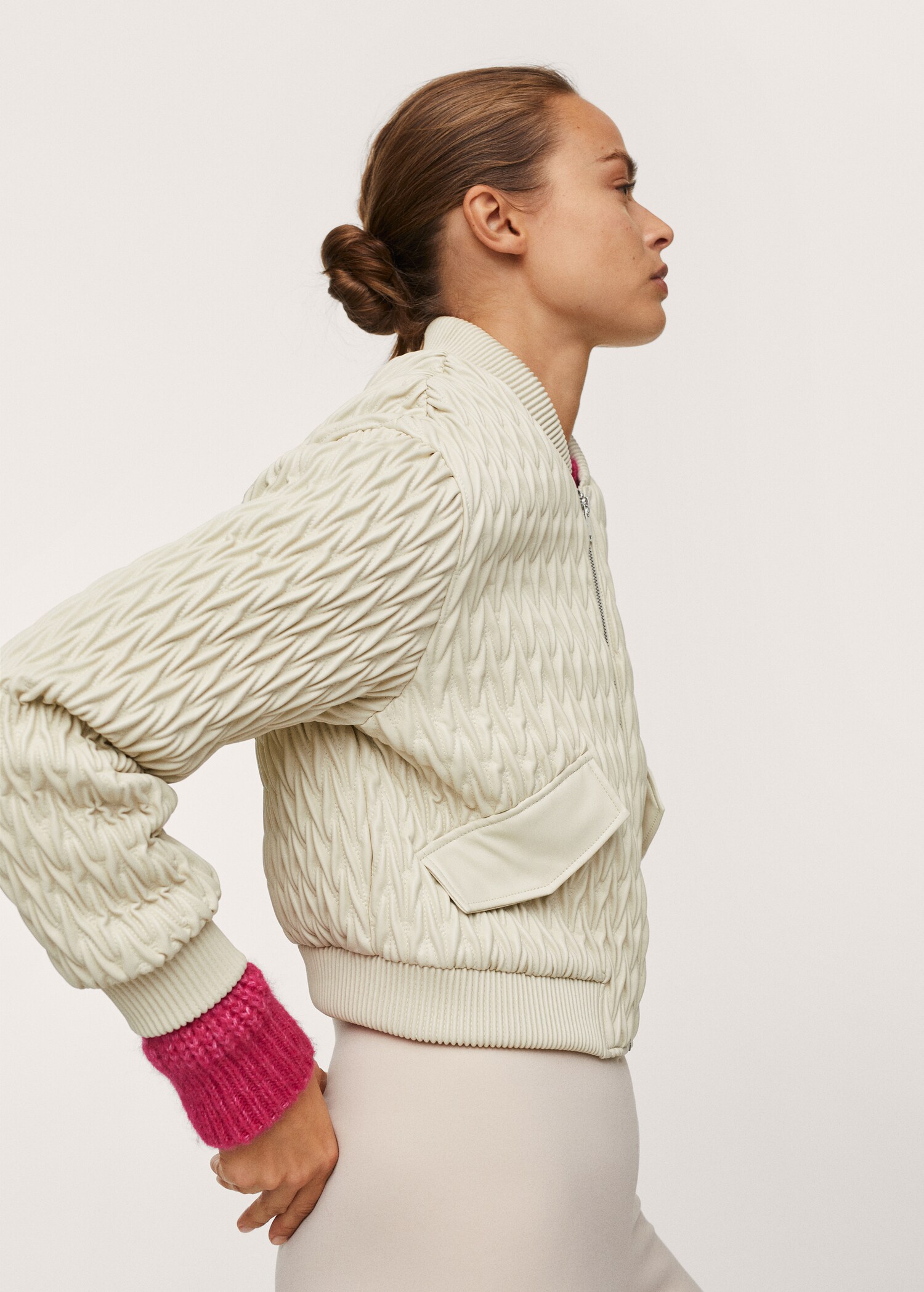 Cropped textured jacket - Details of the article 1