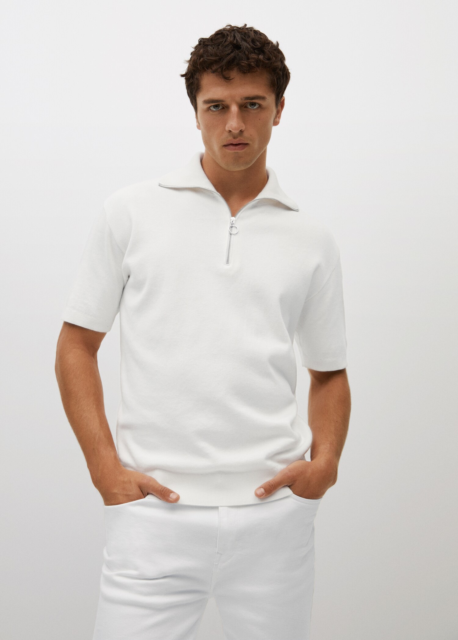 Polo punto cuello cremallera - Plano medio