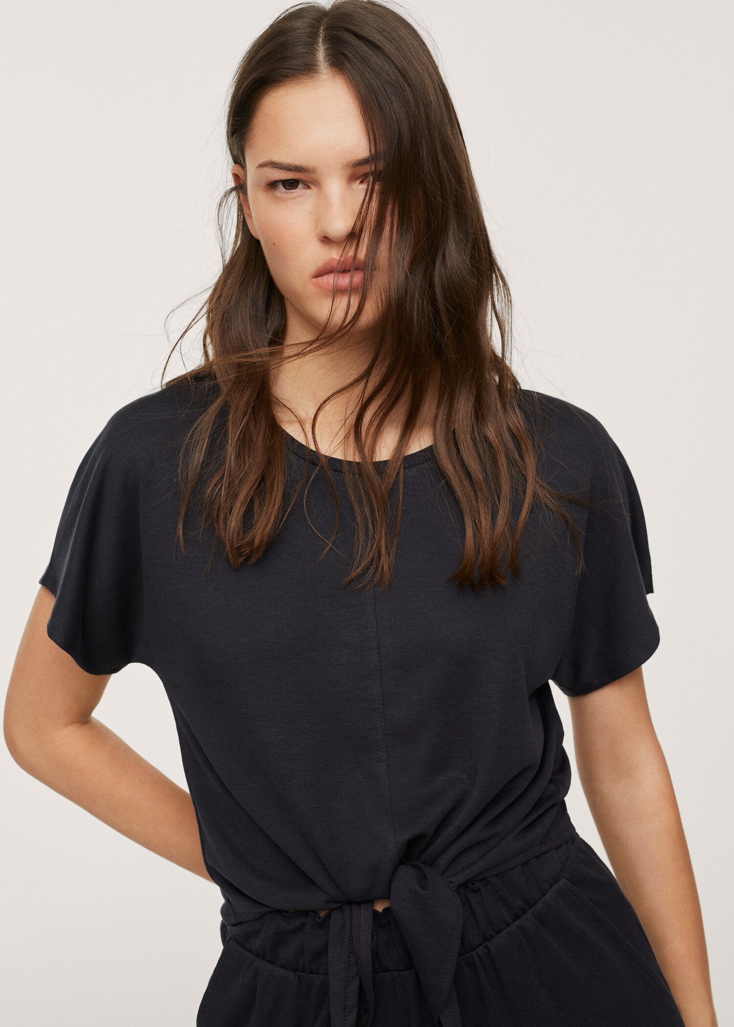 Knotted lyocell t-shirt - Medium plane
