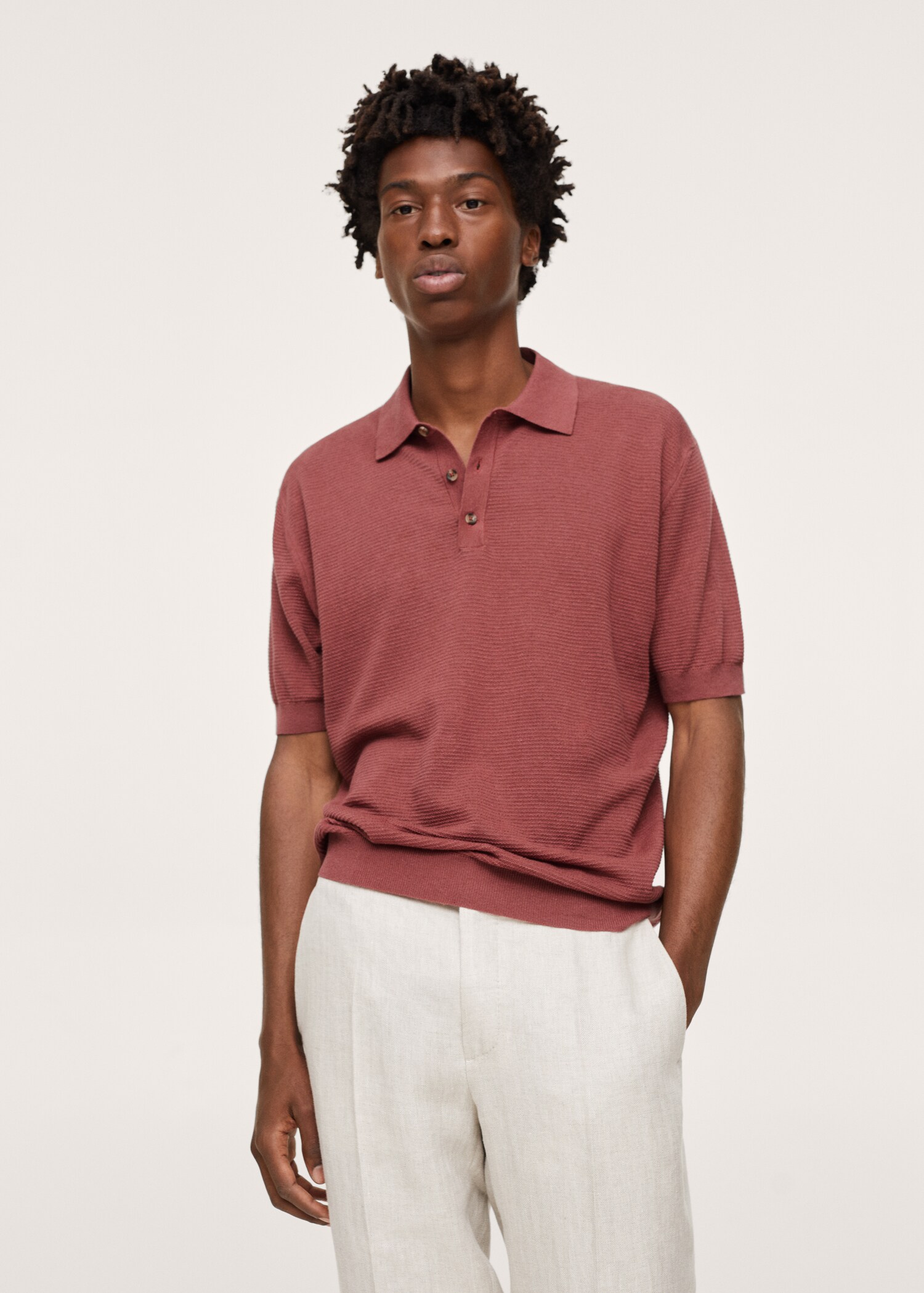Polo punto algodón lino - Plano medio