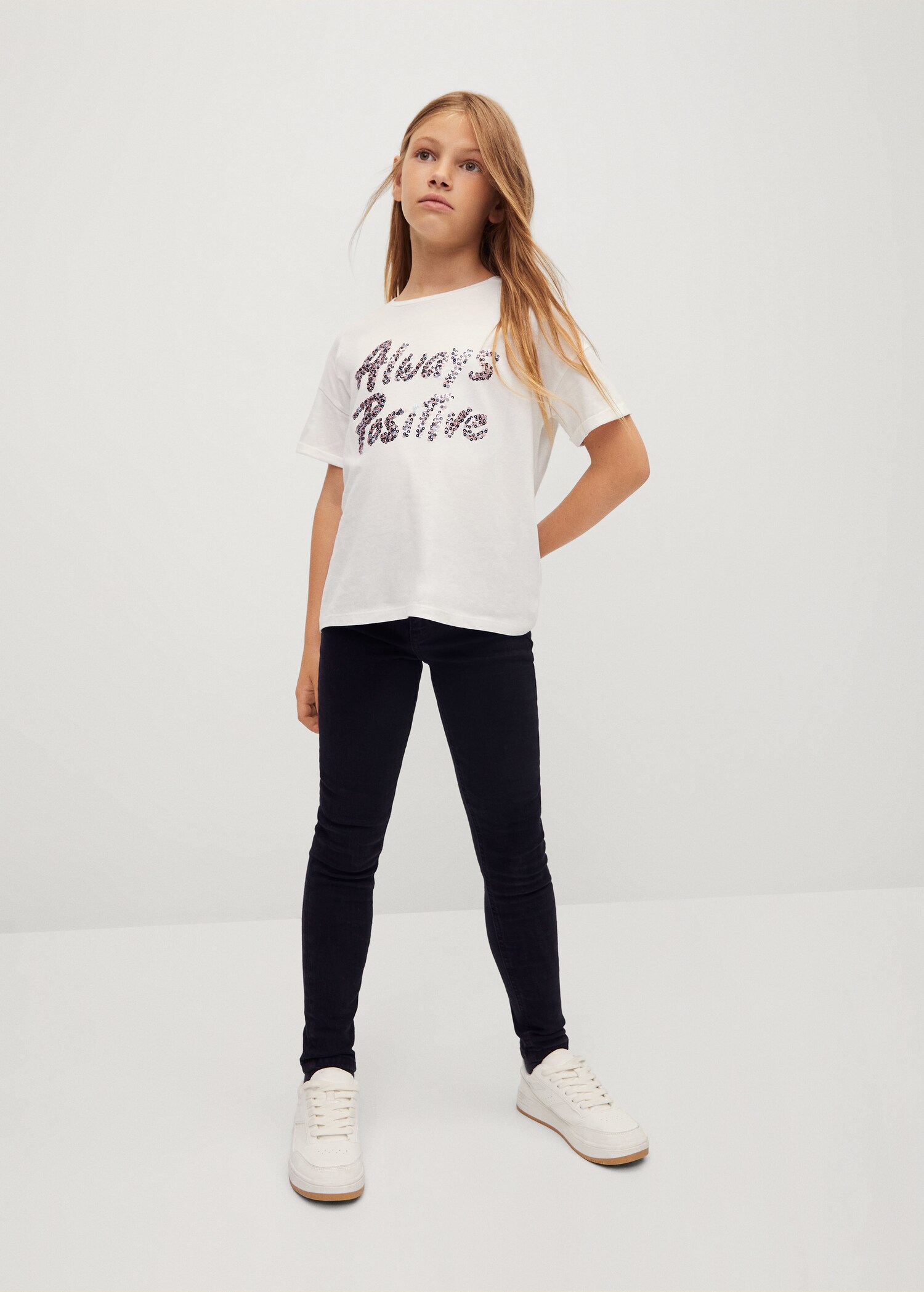Sequined message T-shirt - Medium plane