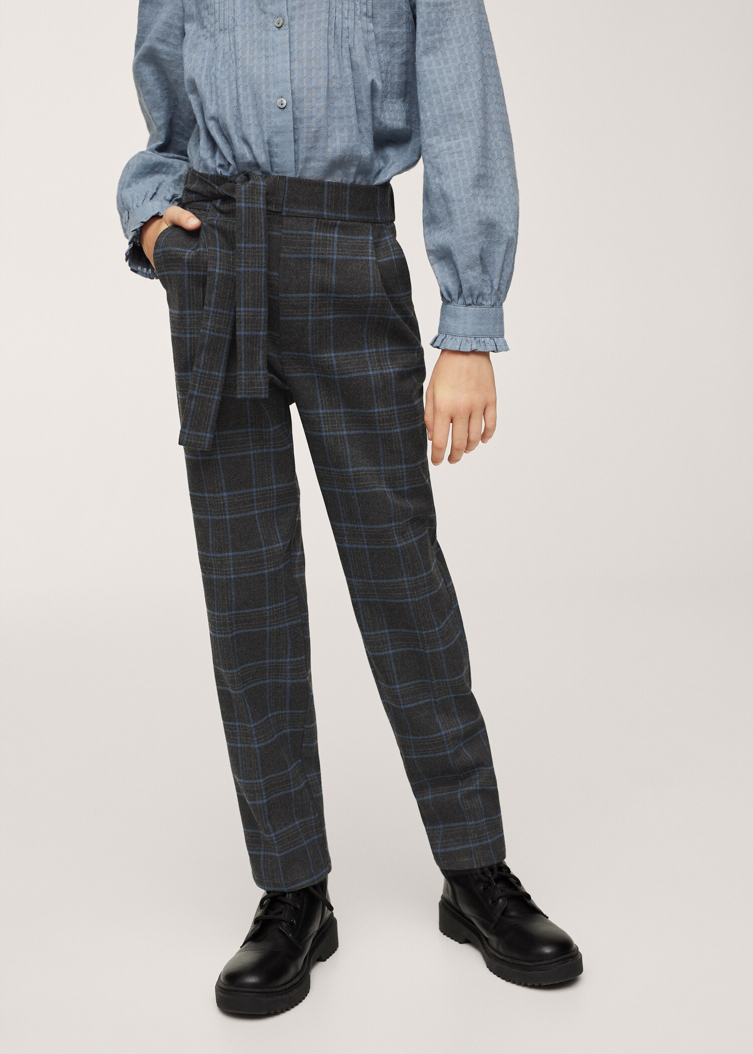 Bow belt check trousers - Medium plane