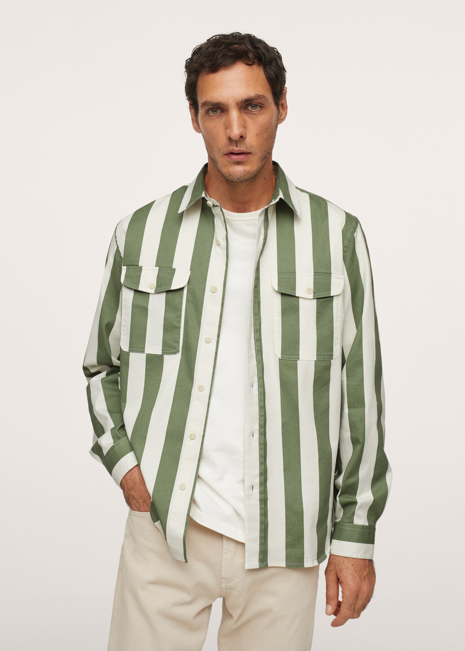 Sobrecamisa algodón rayas - Plano medio