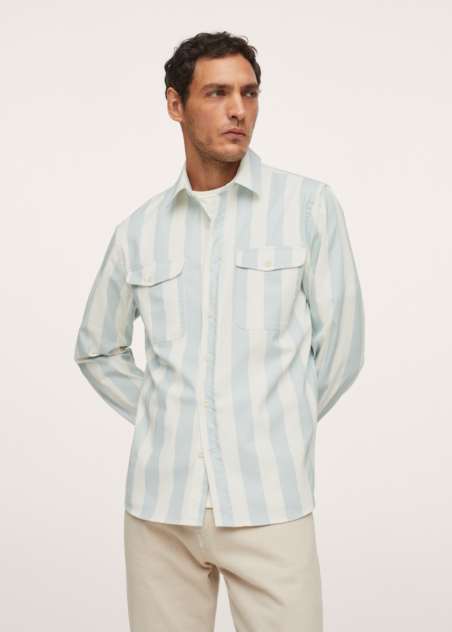 Sobrecamisa algodón rayas - Plano medio