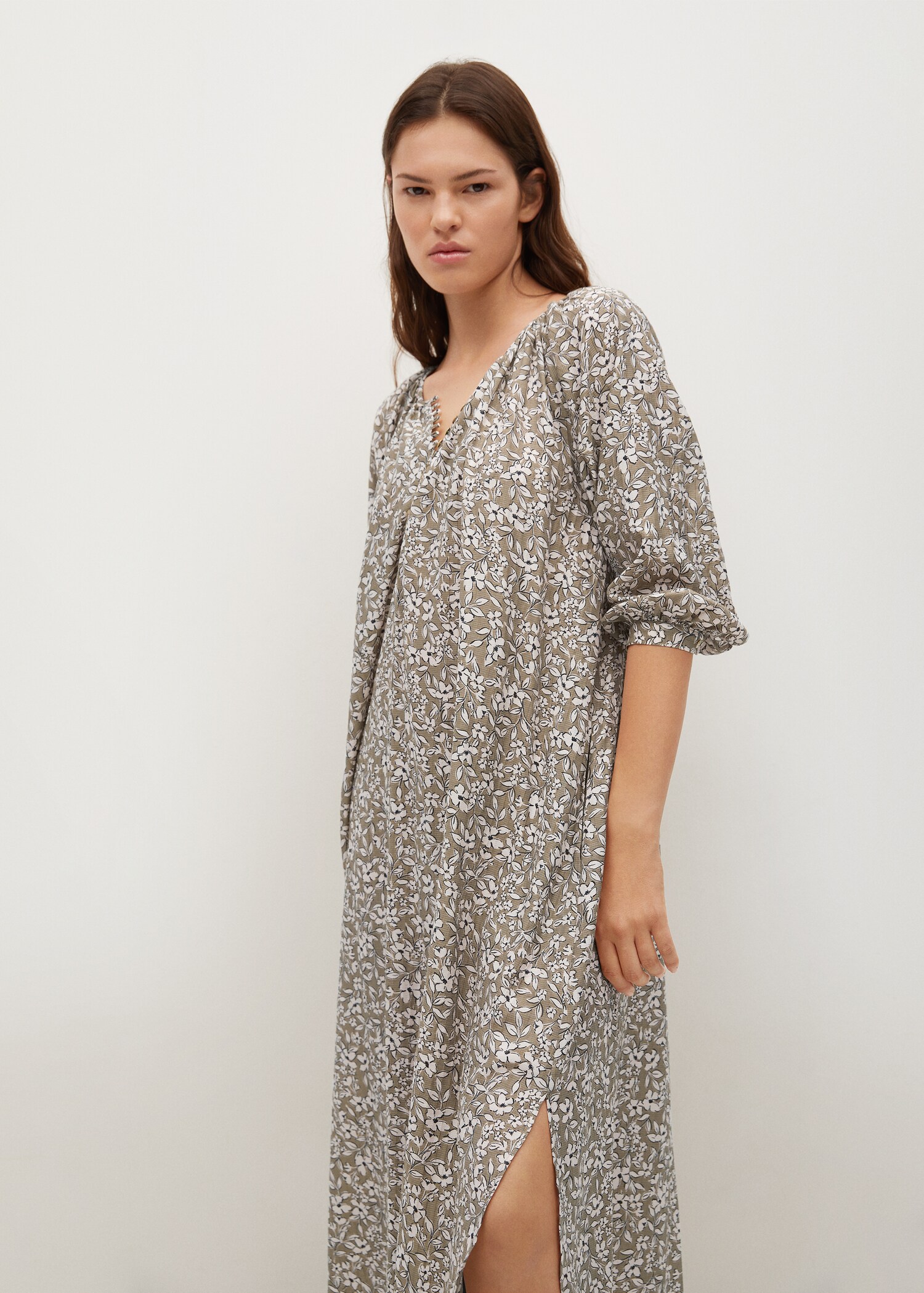 Vestido estampado botones - Plano medio