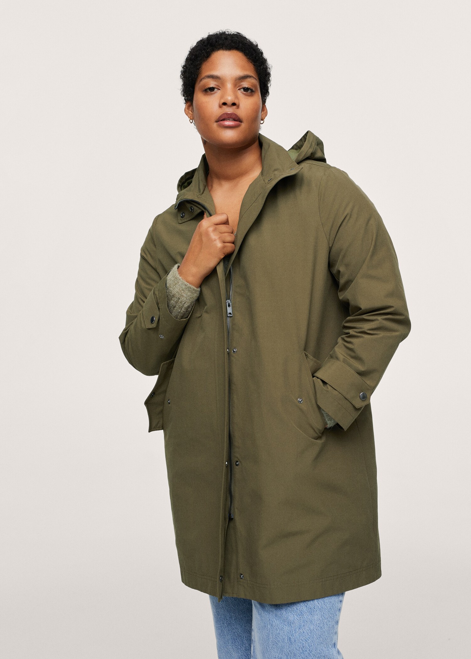 Katoenen parka met capuchon - Middenvlak