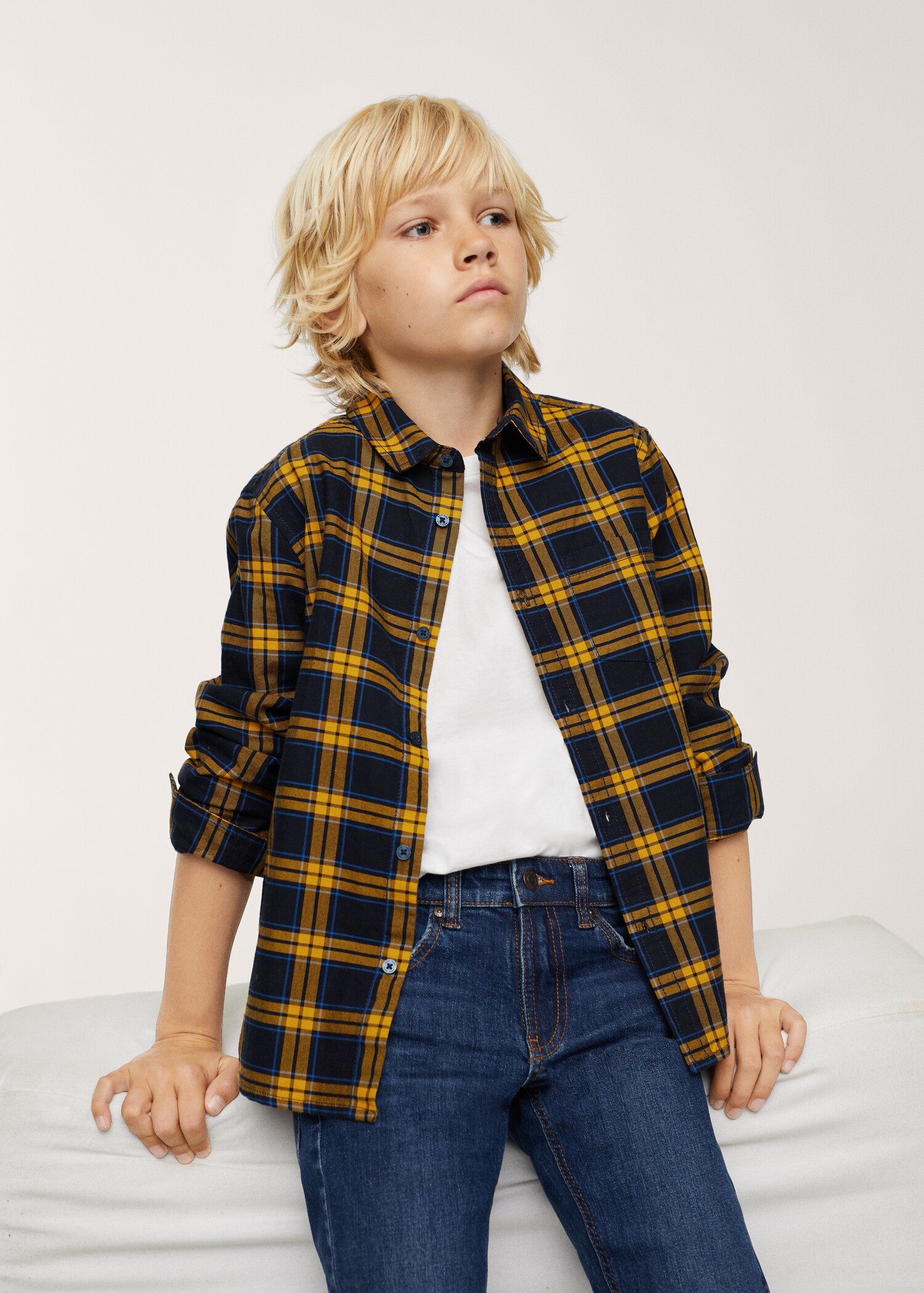 Camisa algodón cuadros - Plano medio