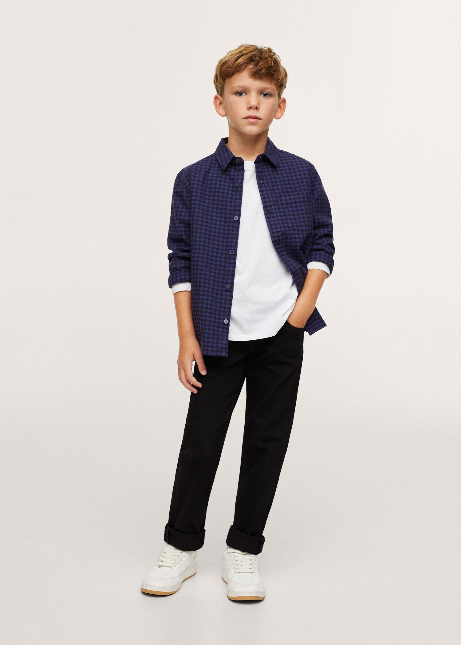 Camisa algodón cuadros - Plano medio