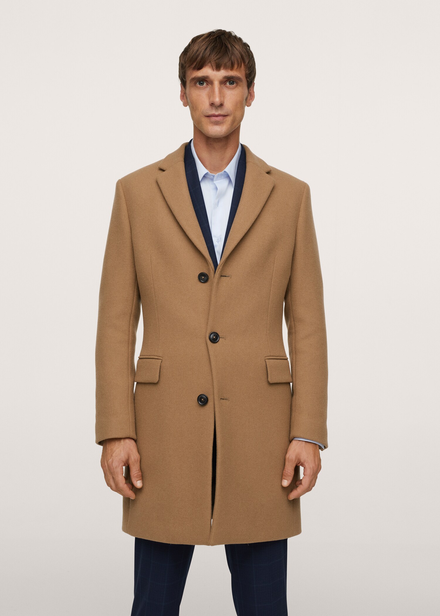 Long recycled wool coat - Medium plane