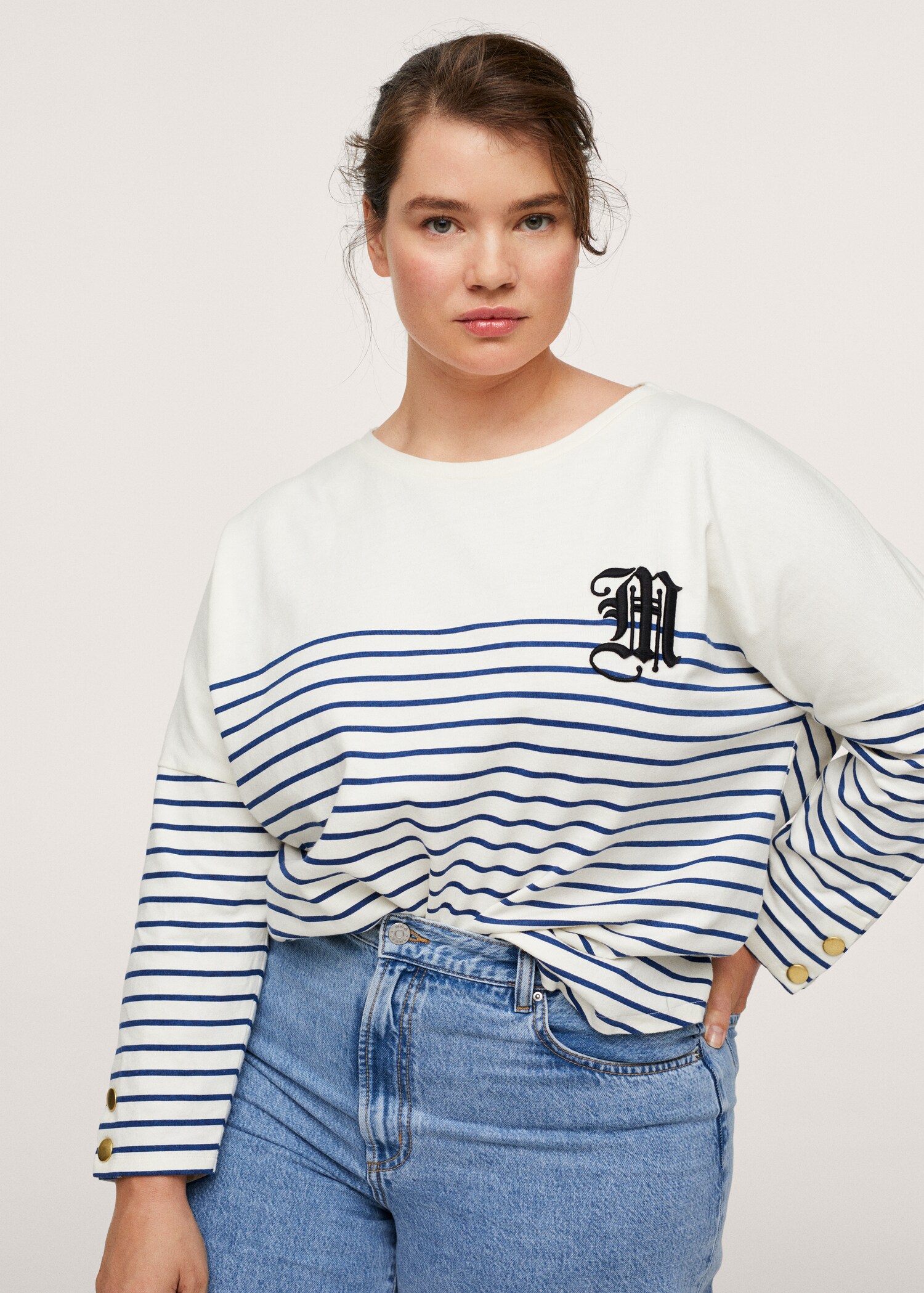 Sudadera algodón rayas - Plano medio