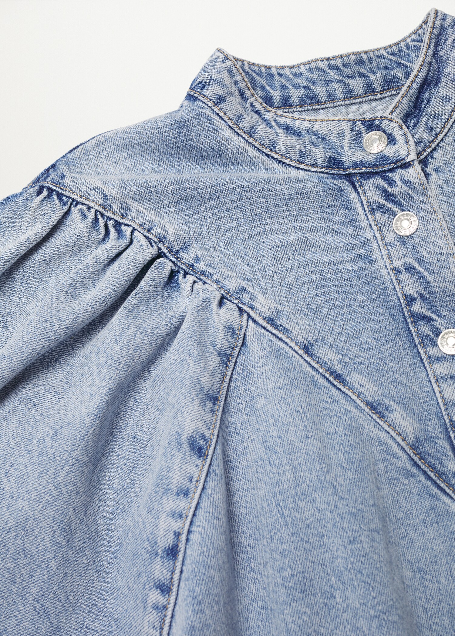Vestido denim mangas abullonadas - Detalle del artículo 8
