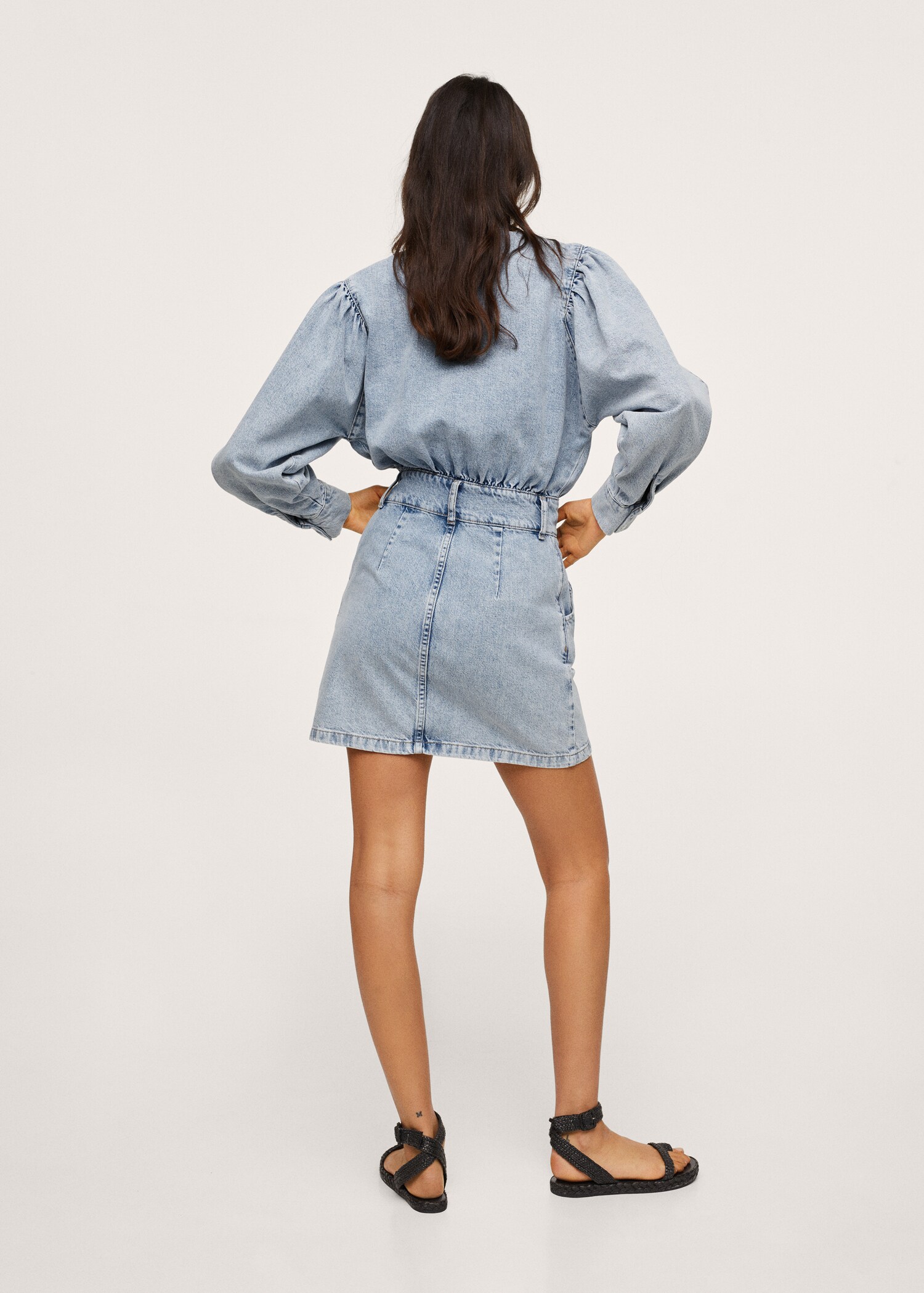Vestido denim mangas abullonadas - Reverso del artículo