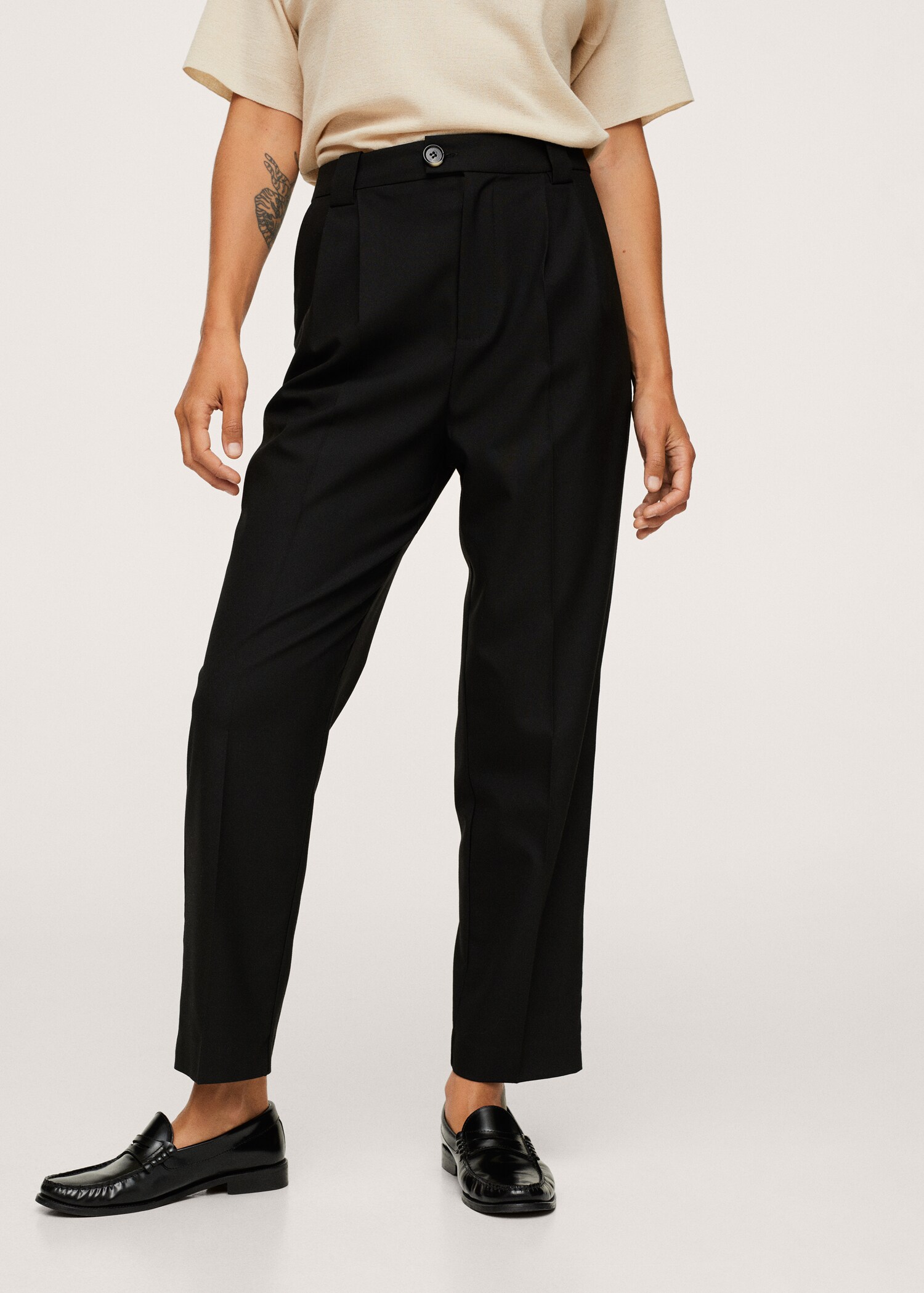 Pleated straight trousers - Medium plane