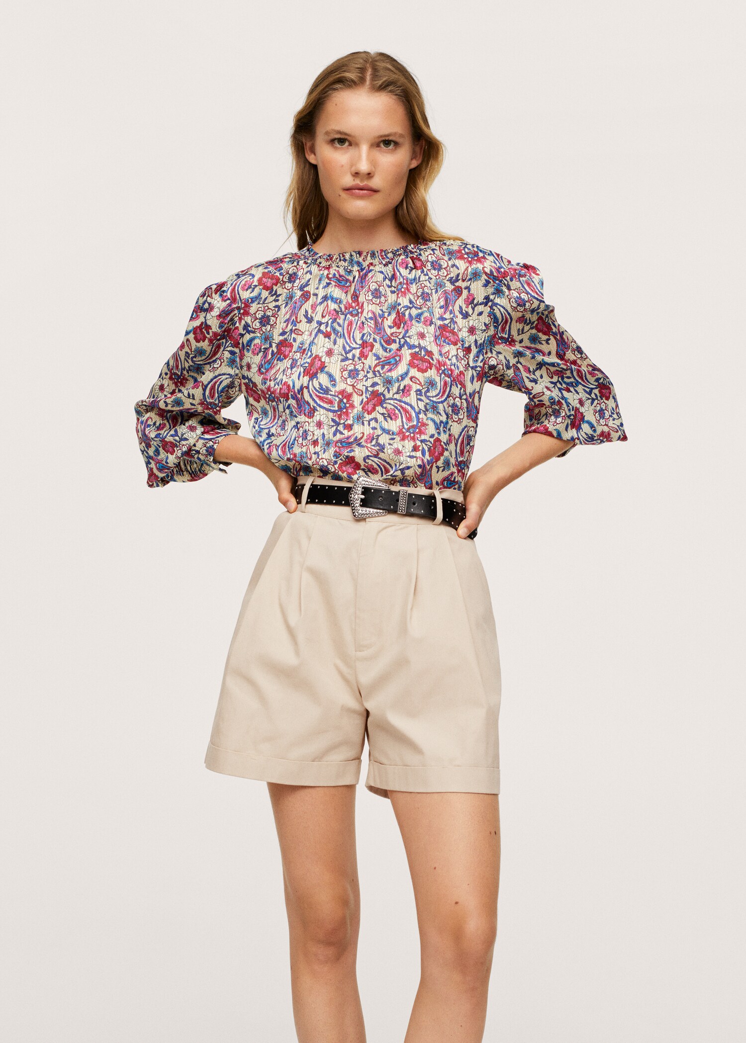 Bermudas algodón pinzas - Plano medio