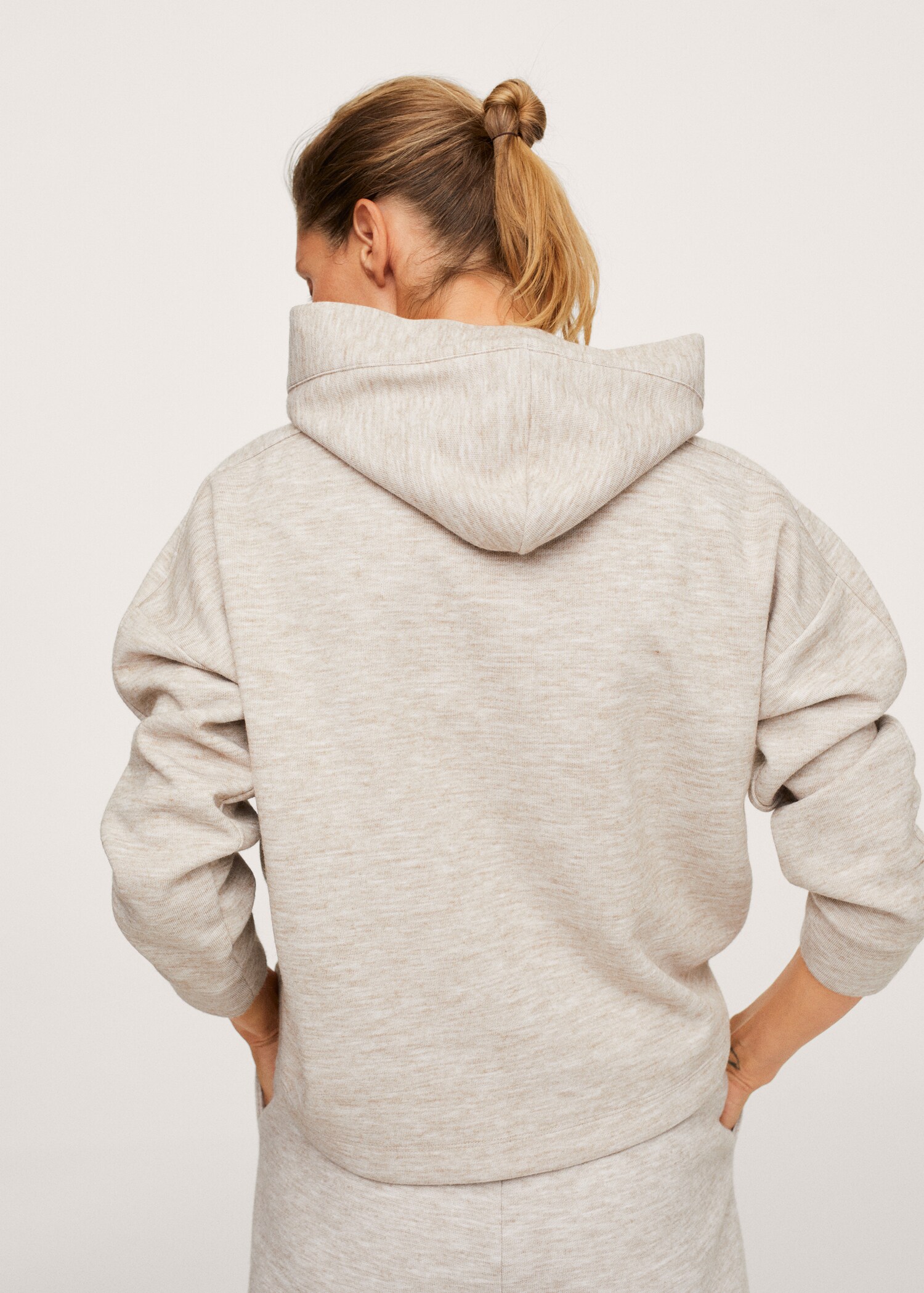 Sudadera jaspeada capucha - Reverso del artículo