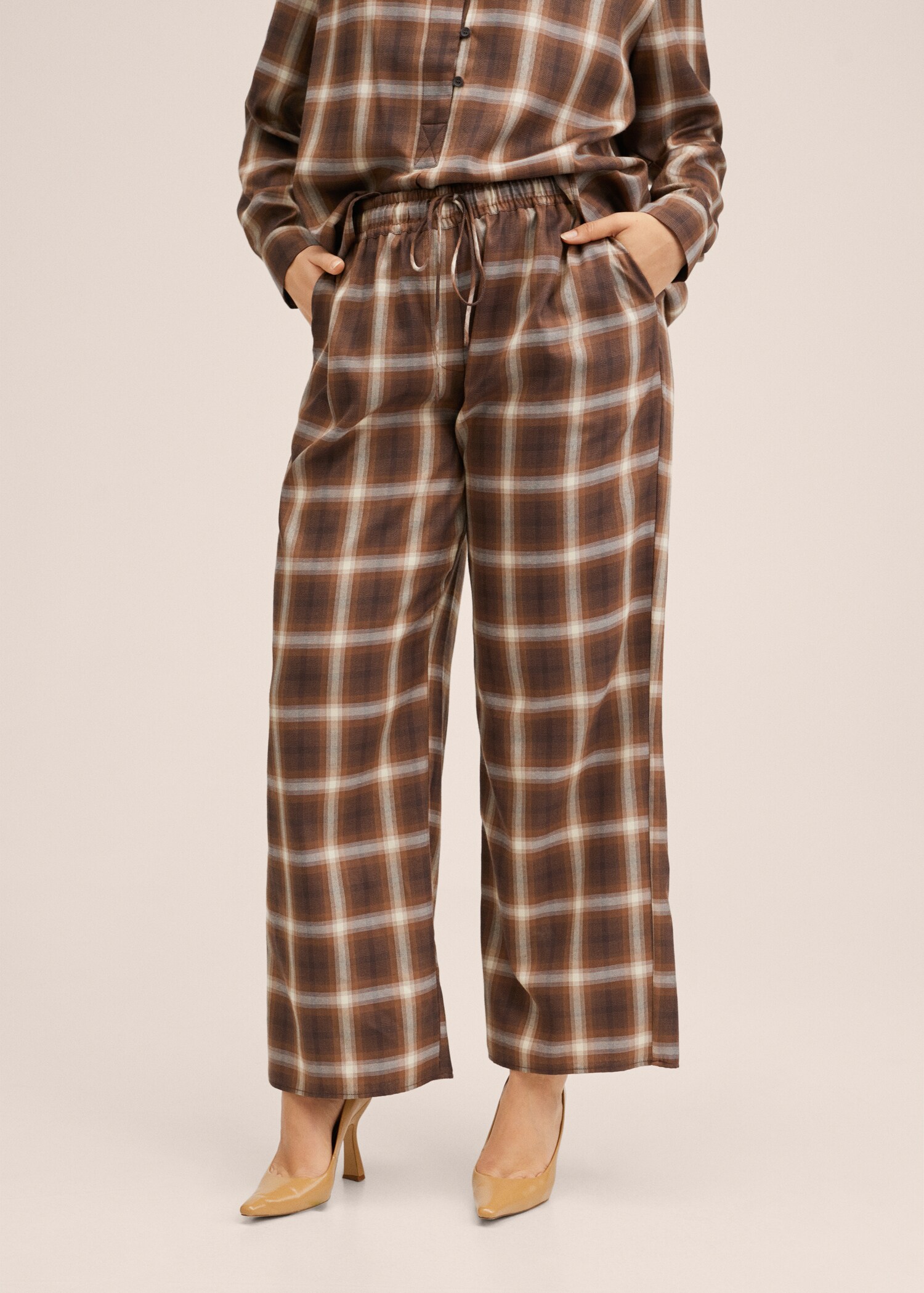 Straight checked trousers - Medium plane