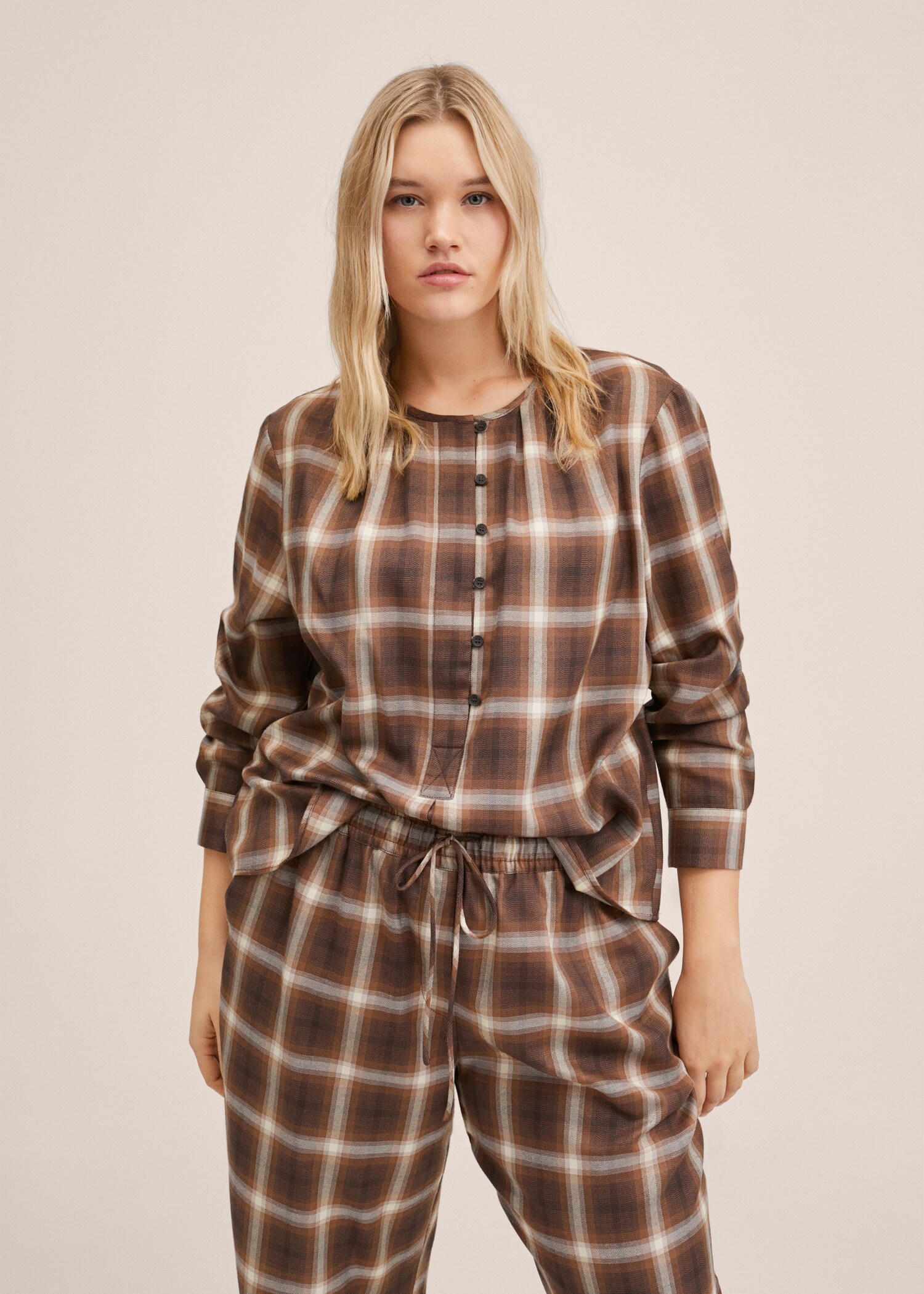 Straight checked trousers - Details of the article 1