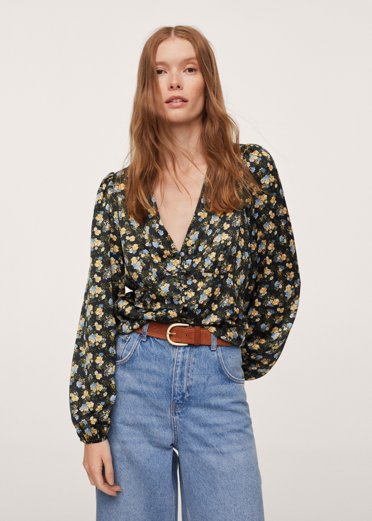 Buttoned flowy blouse - Medium plane