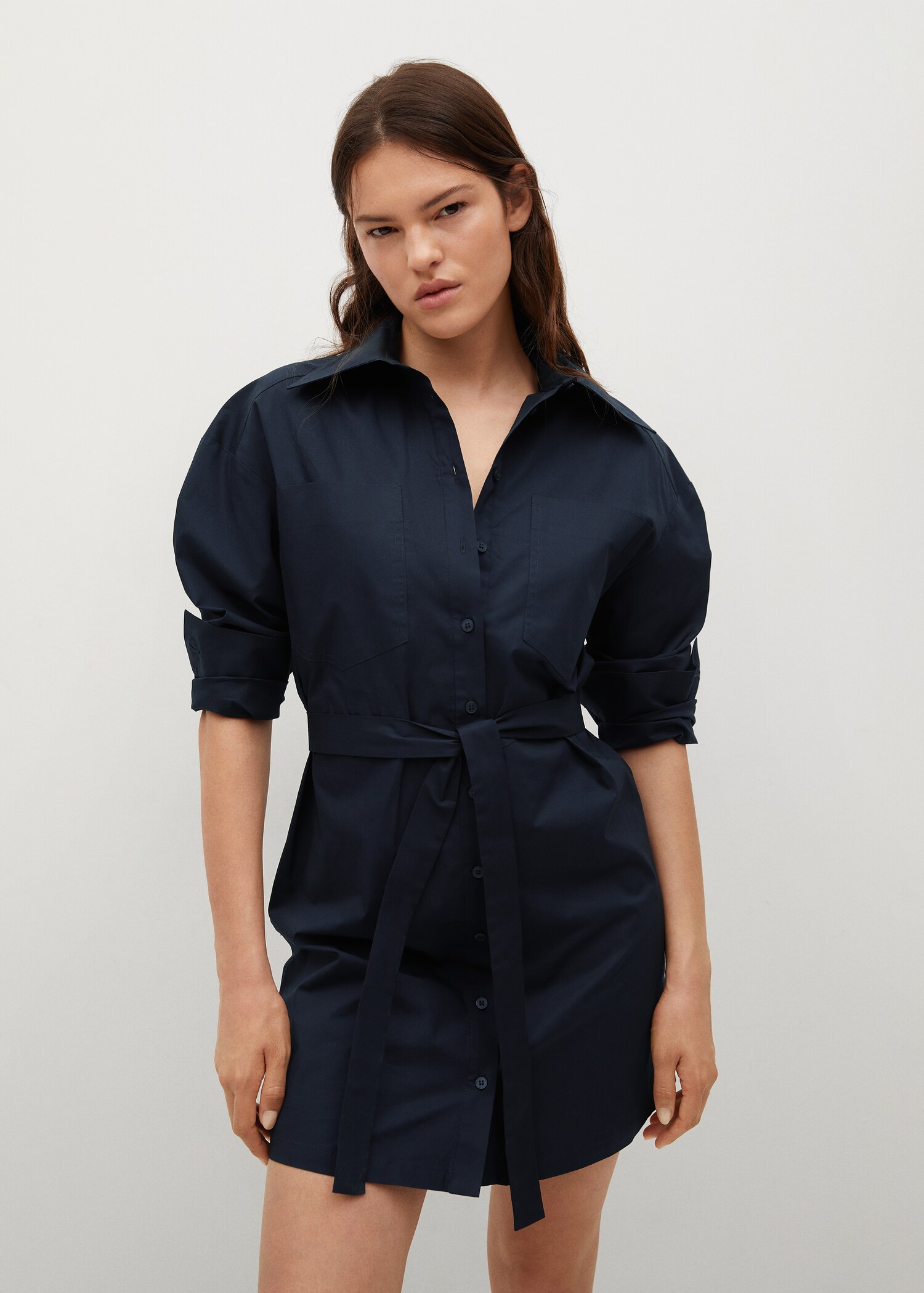 Vestido camisero algodón - Plano medio