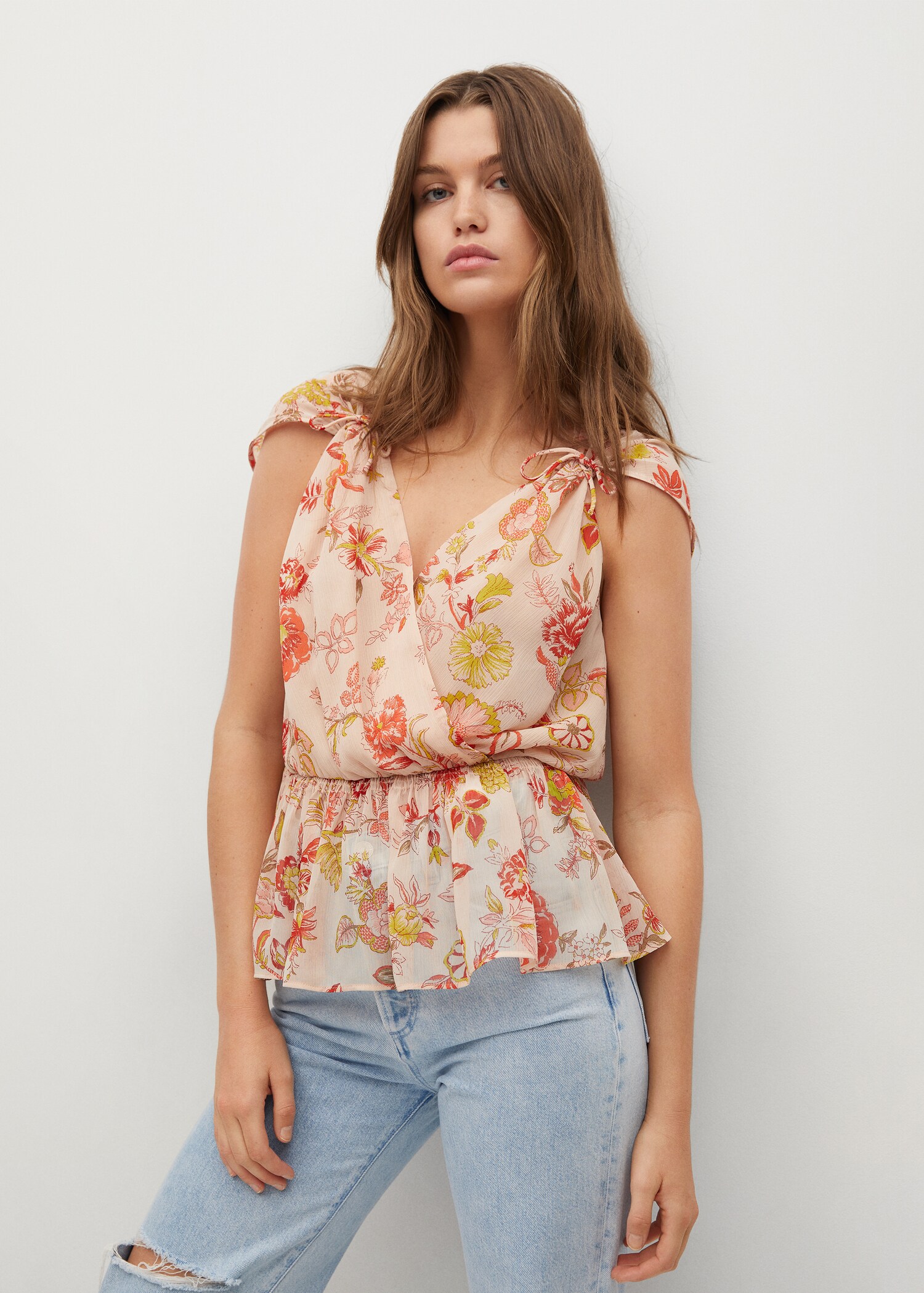 Wrap V-neckline blouse - Medium plane