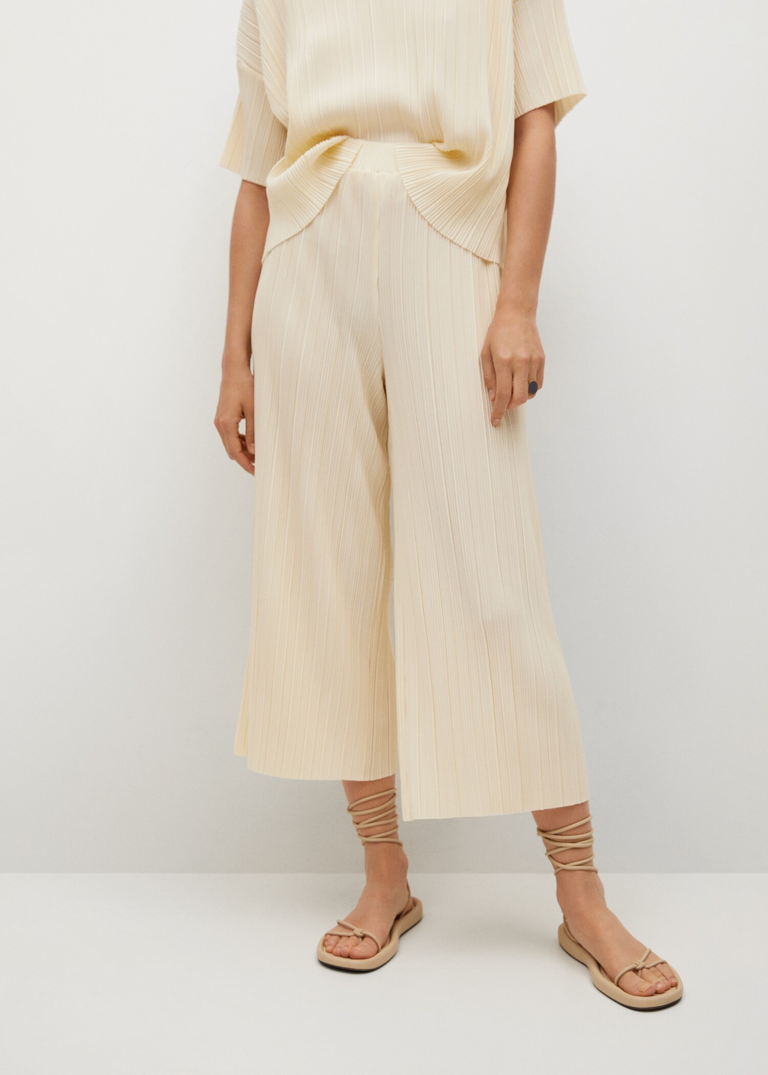 Textured culotte trousers - Medium plane