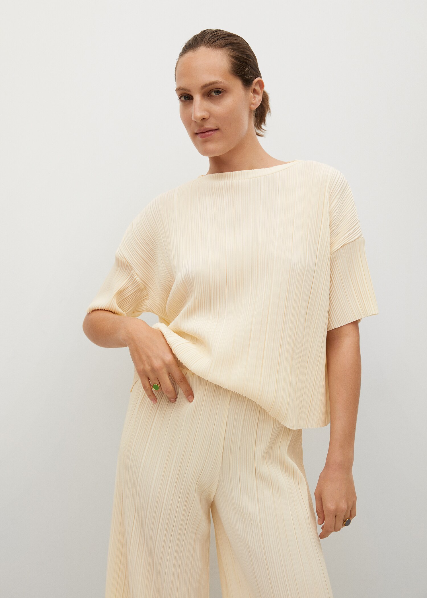 Textured culotte trousers - Details of the article 1