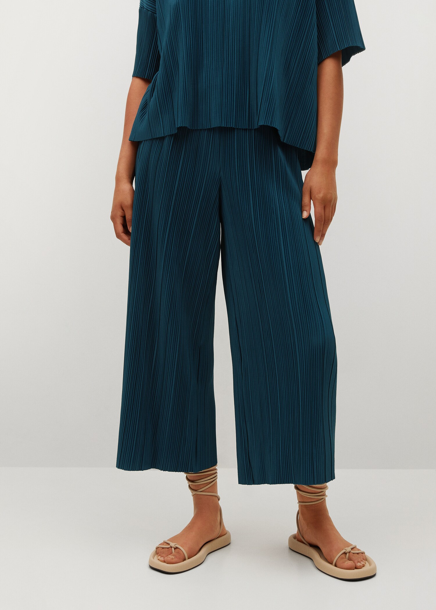 Textured culotte trousers - Medium plane