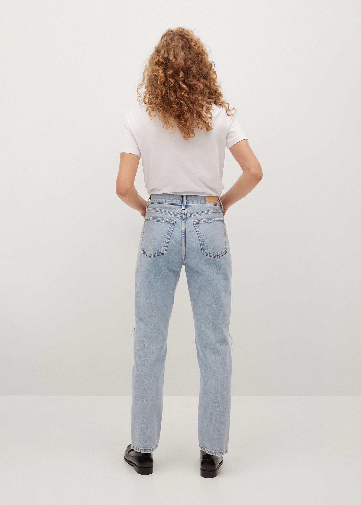 Jeans recto tiro medio rotos - Reverso del artículo