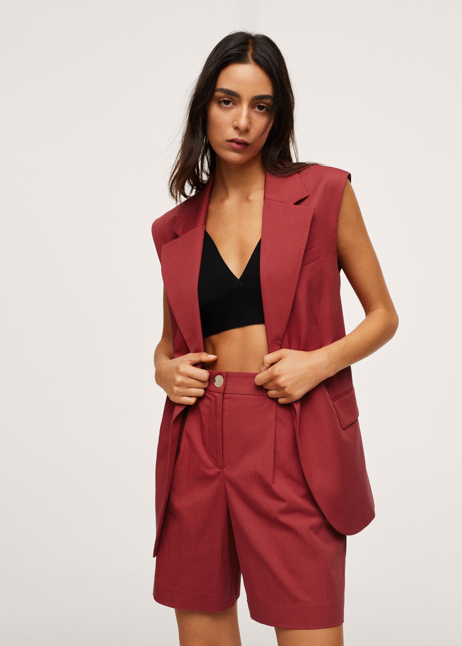 Bermudas algodón pinzas - Plano medio