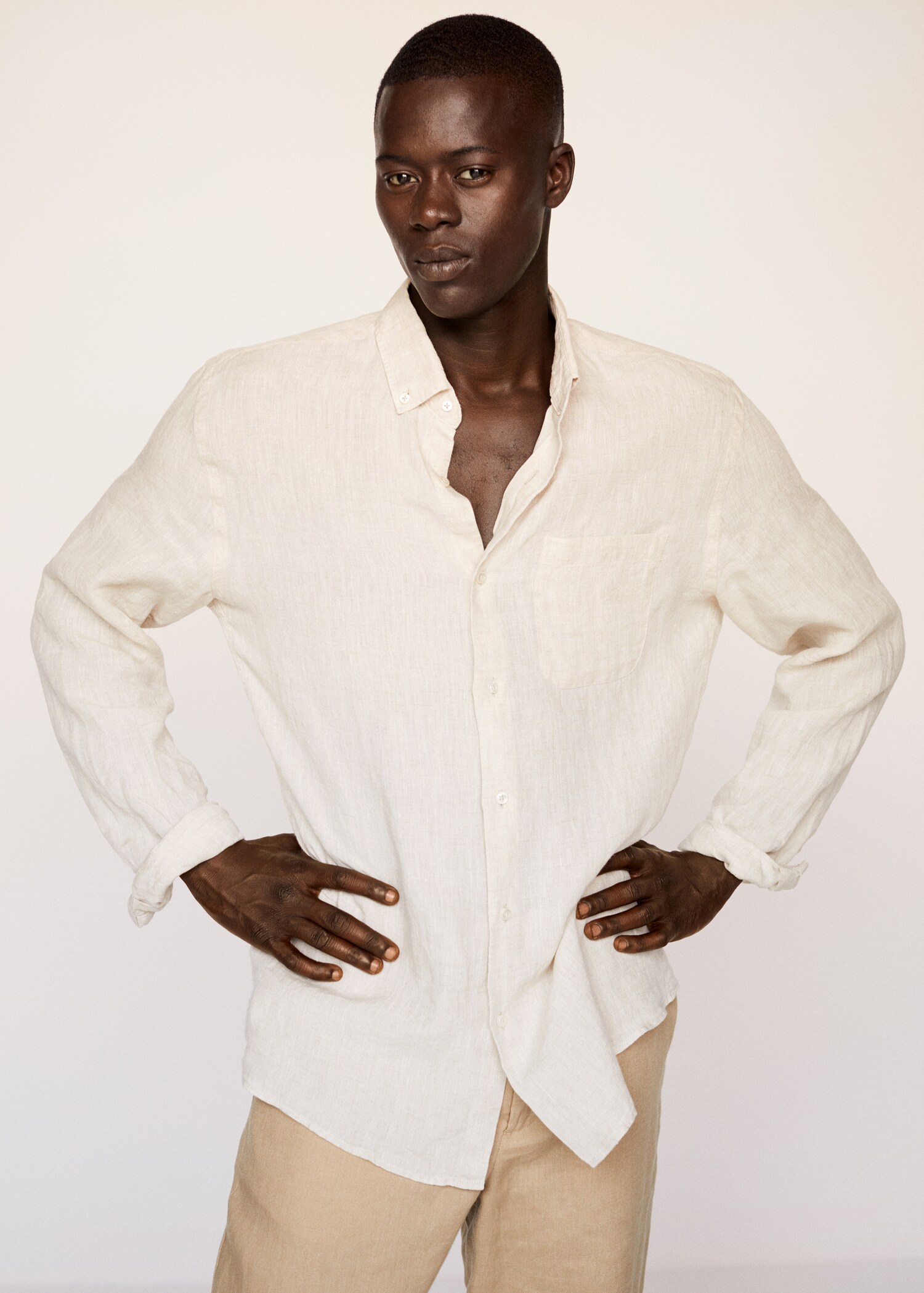 Slim Fit-Hemd aus 100 % Leinen - Detail des Artikels 5