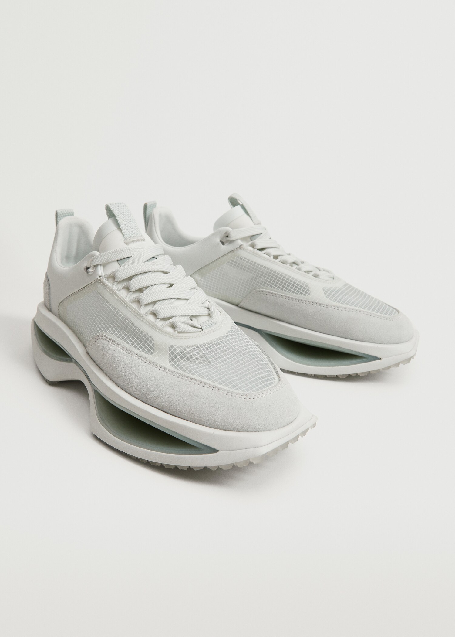 Leather trainers with transparent panels  - Medium plane