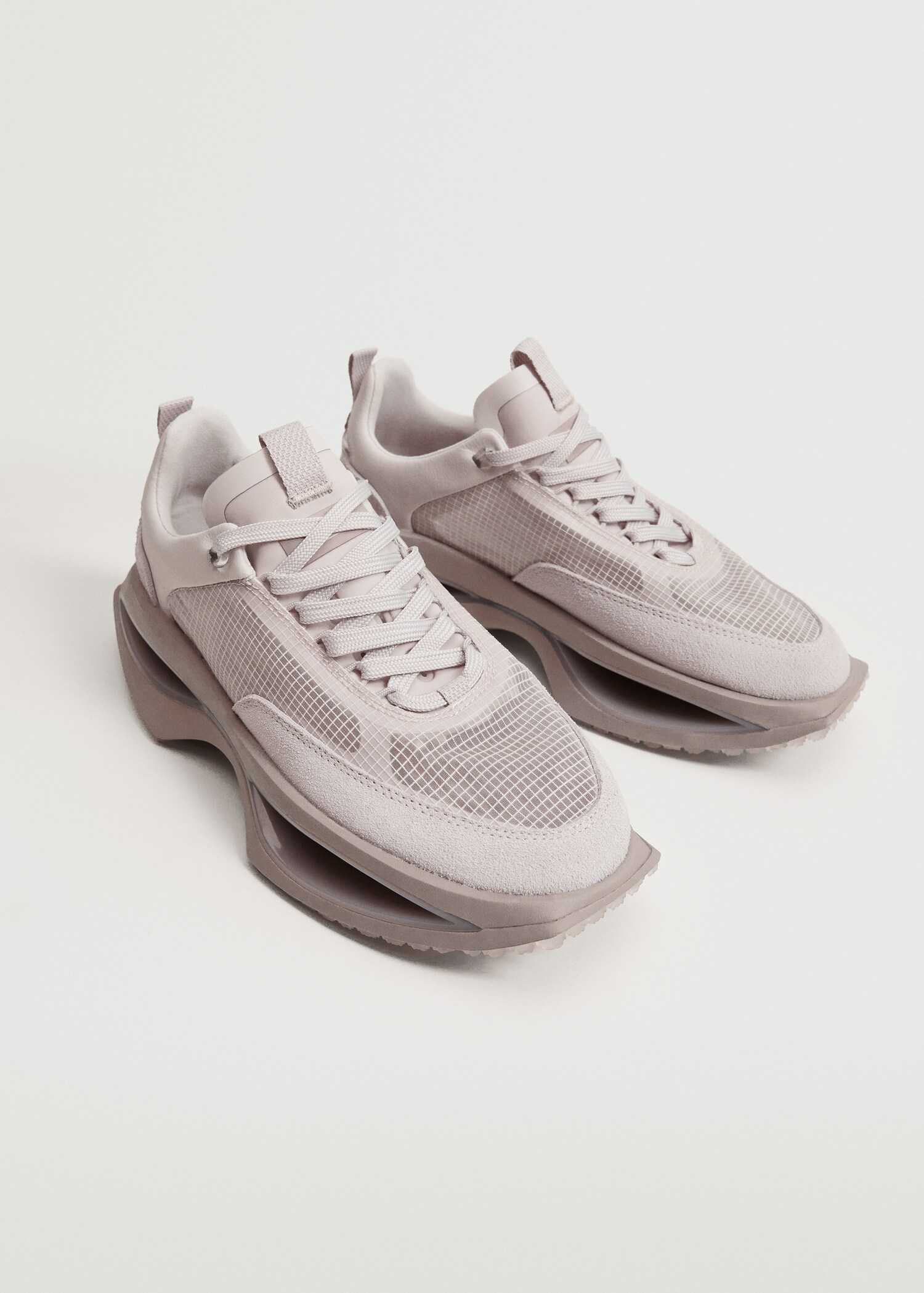 Leather trainers with transparent panels  - Medium plane
