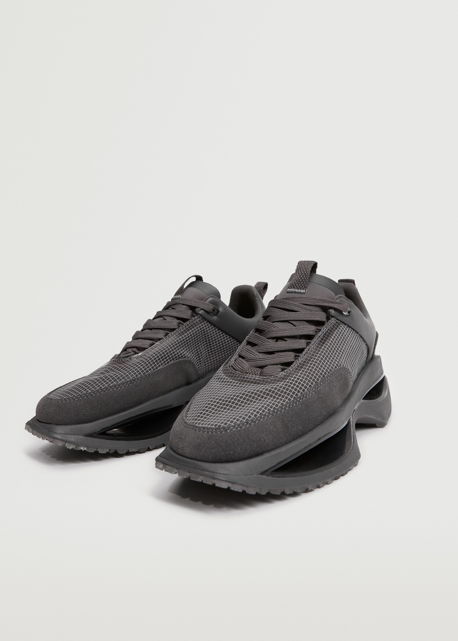 Leather trainers with transparent panels  - Medium plane