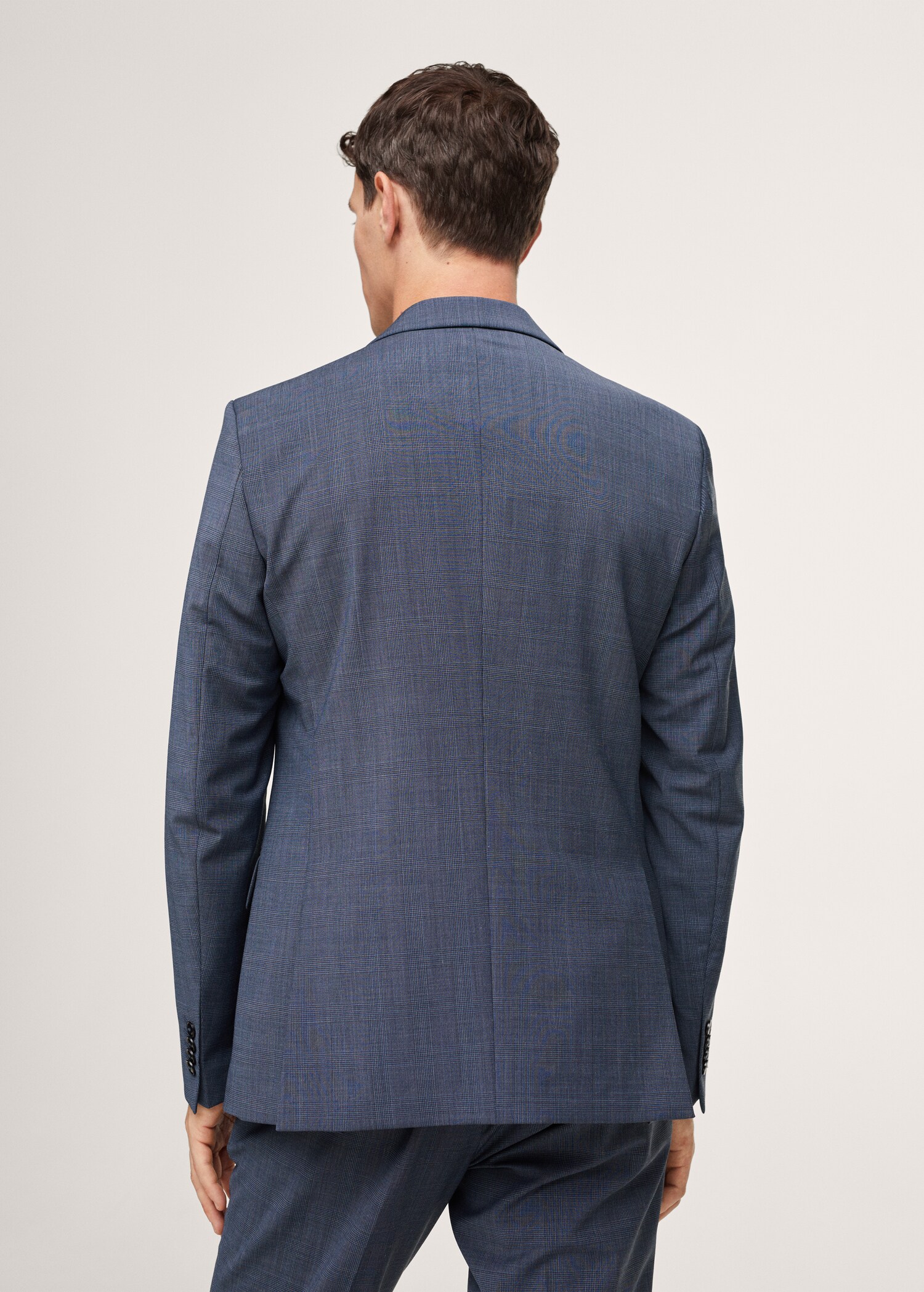 Lněné oblekové sako slim fit s kostkou - Detail zboží 2