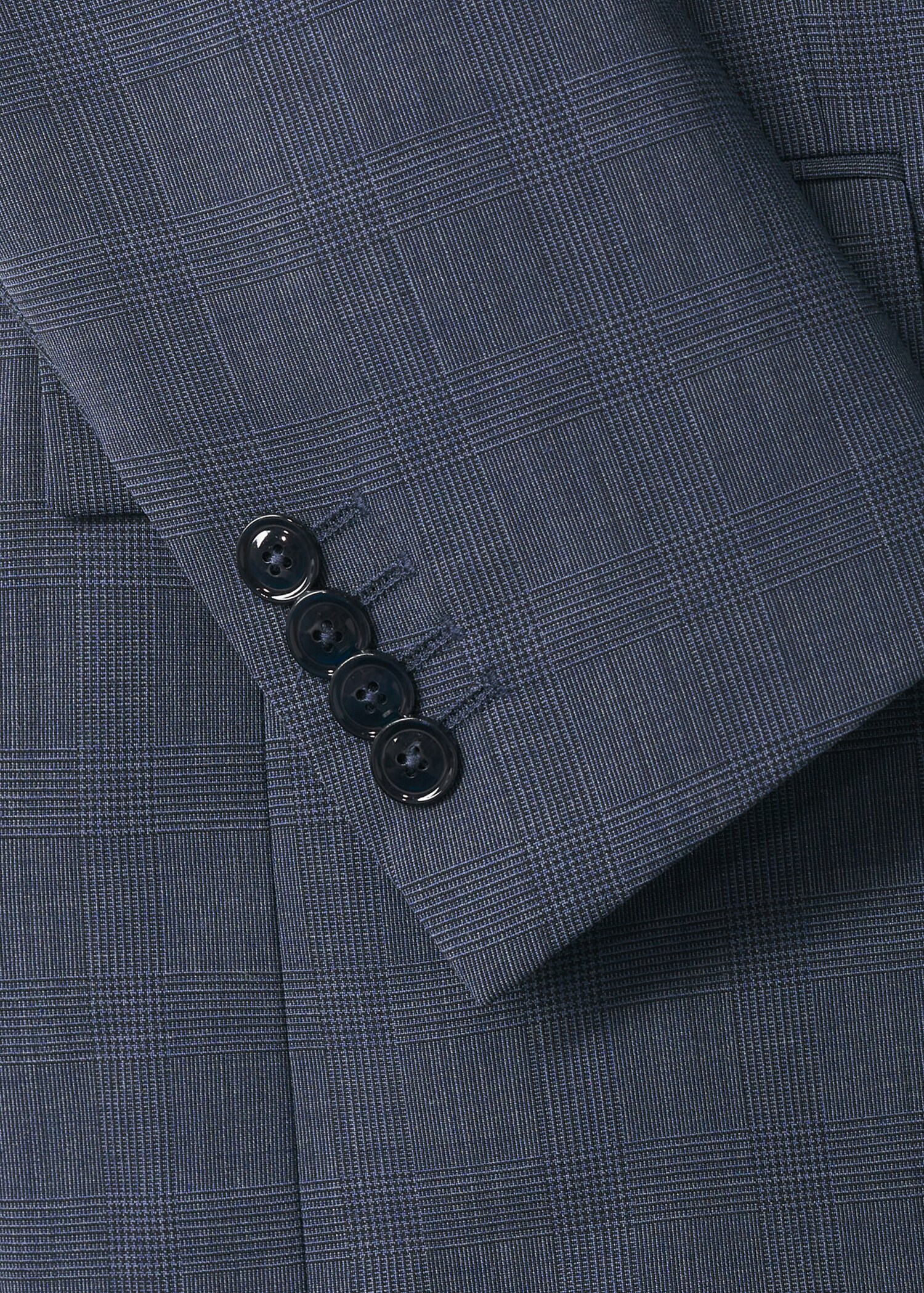 Lněné oblekové sako slim fit s kostkou - Detail zboží 7
