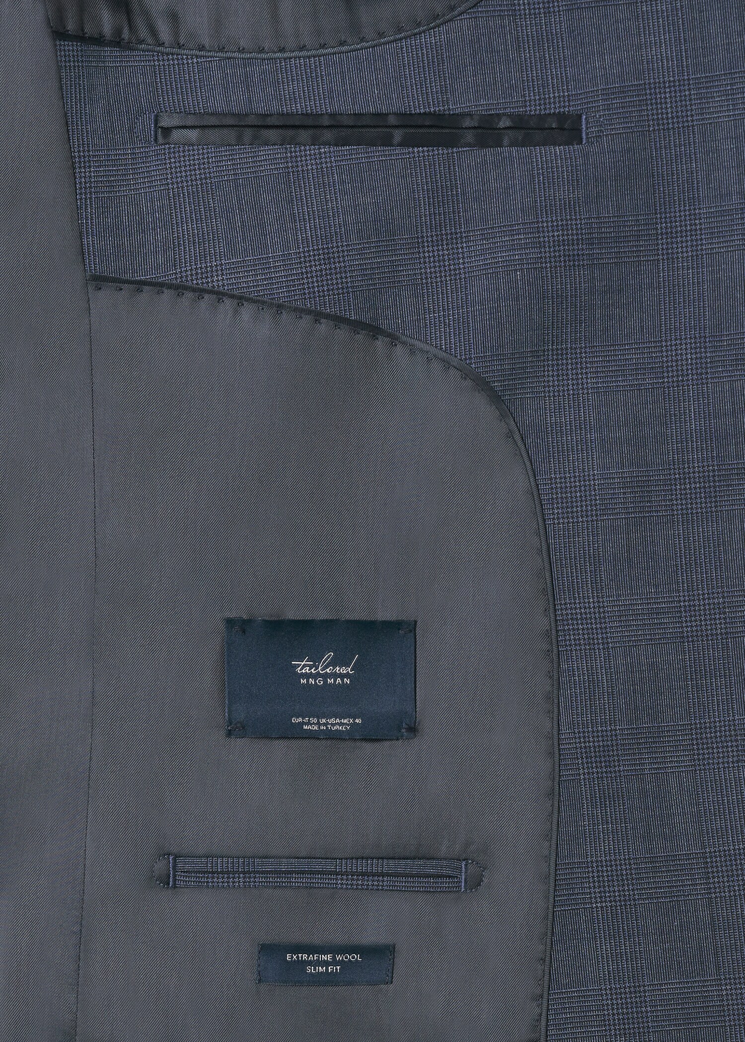 Lněné oblekové sako slim fit s kostkou - Detail zboží 8