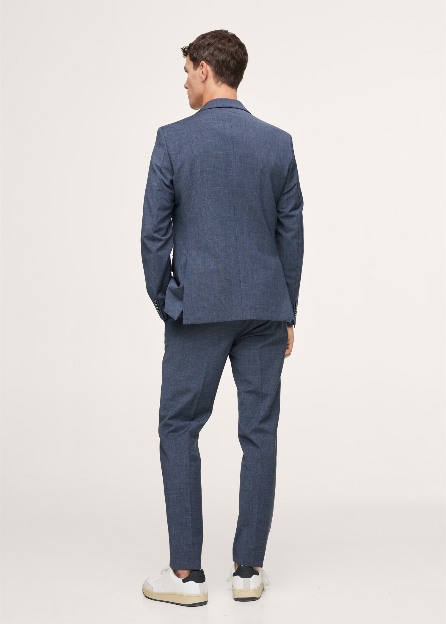 Lněné oblekové sako slim fit s kostkou - Zadní strana zboží