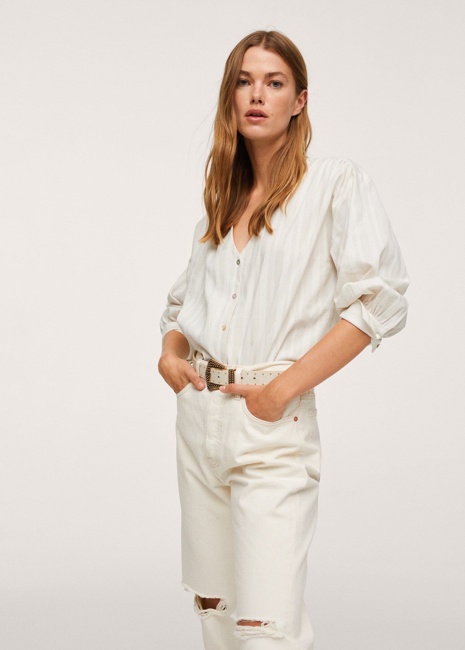Blusa rayas algodón - Plano medio