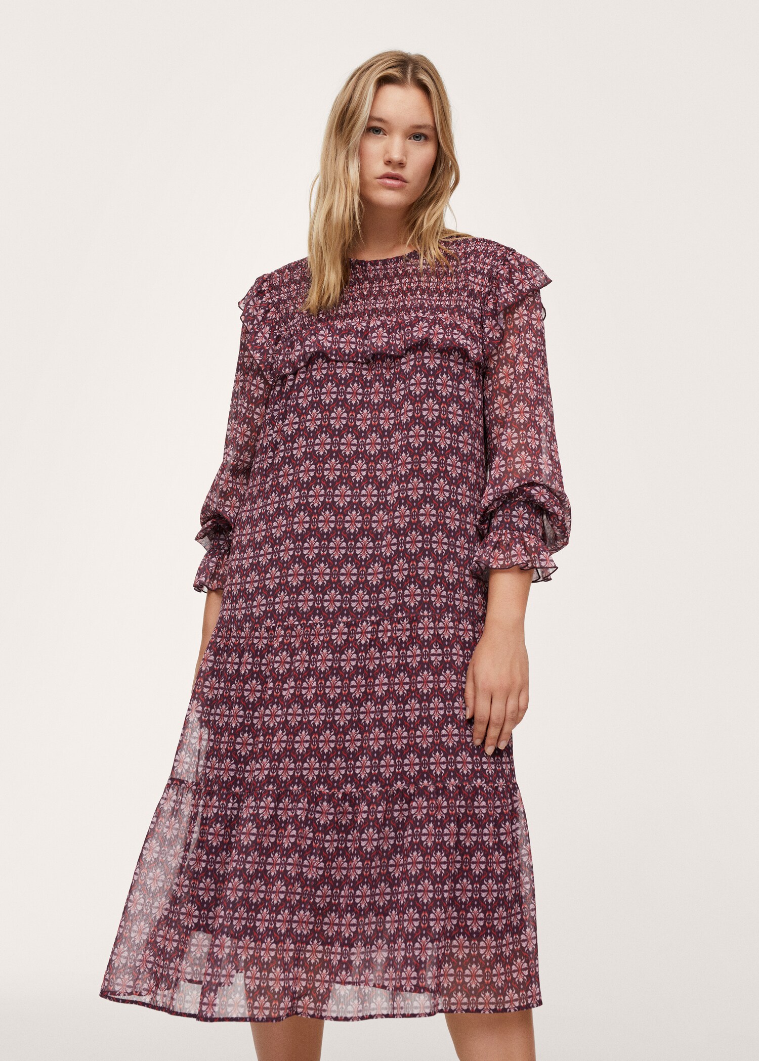 Ruffled printed dress - Medium plane
