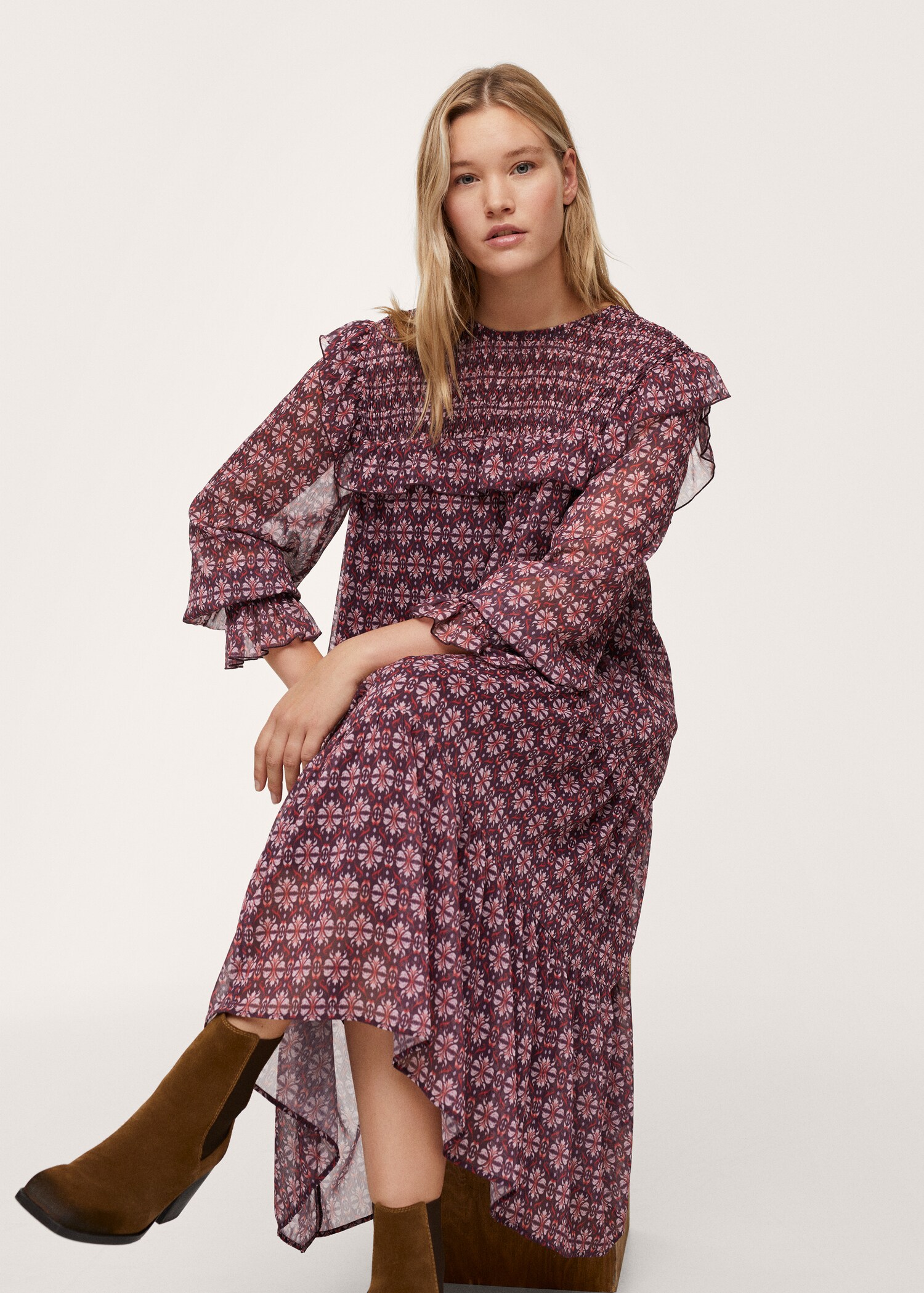 Ruffled printed dress - Details of the article 2
