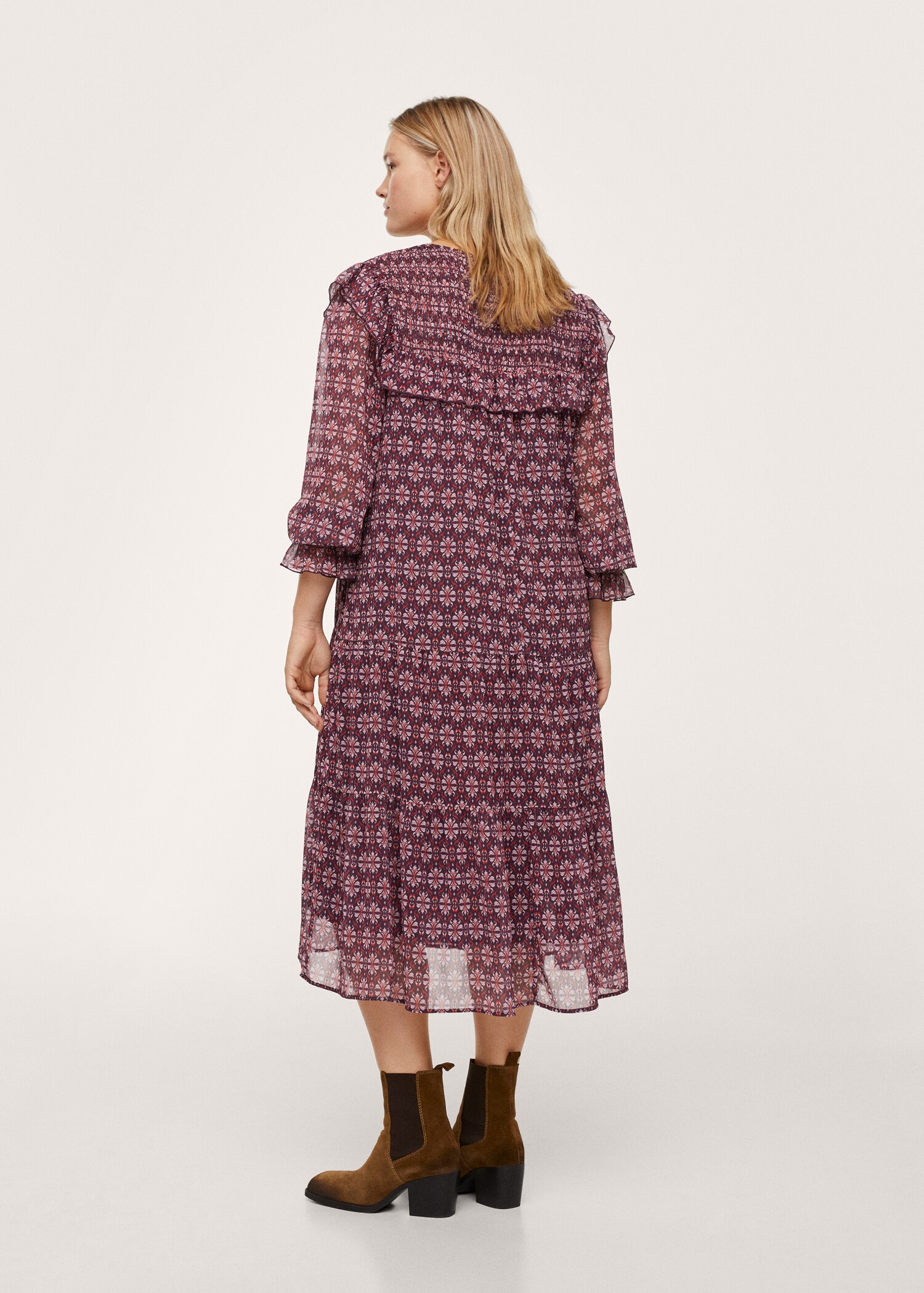 Ruffled printed dress - Reverse of the article