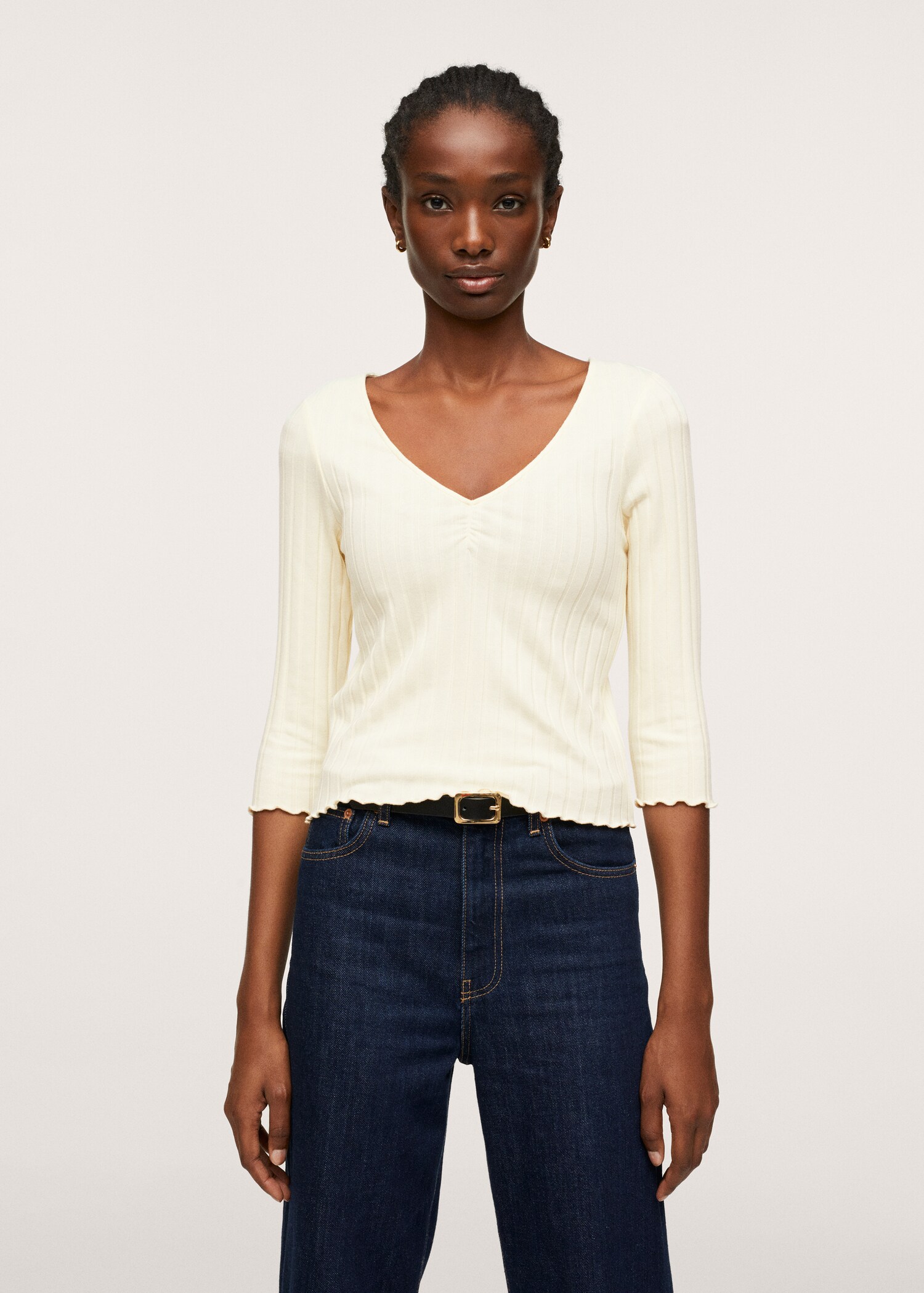 Gathered ribbed t-shirt - Medium plane