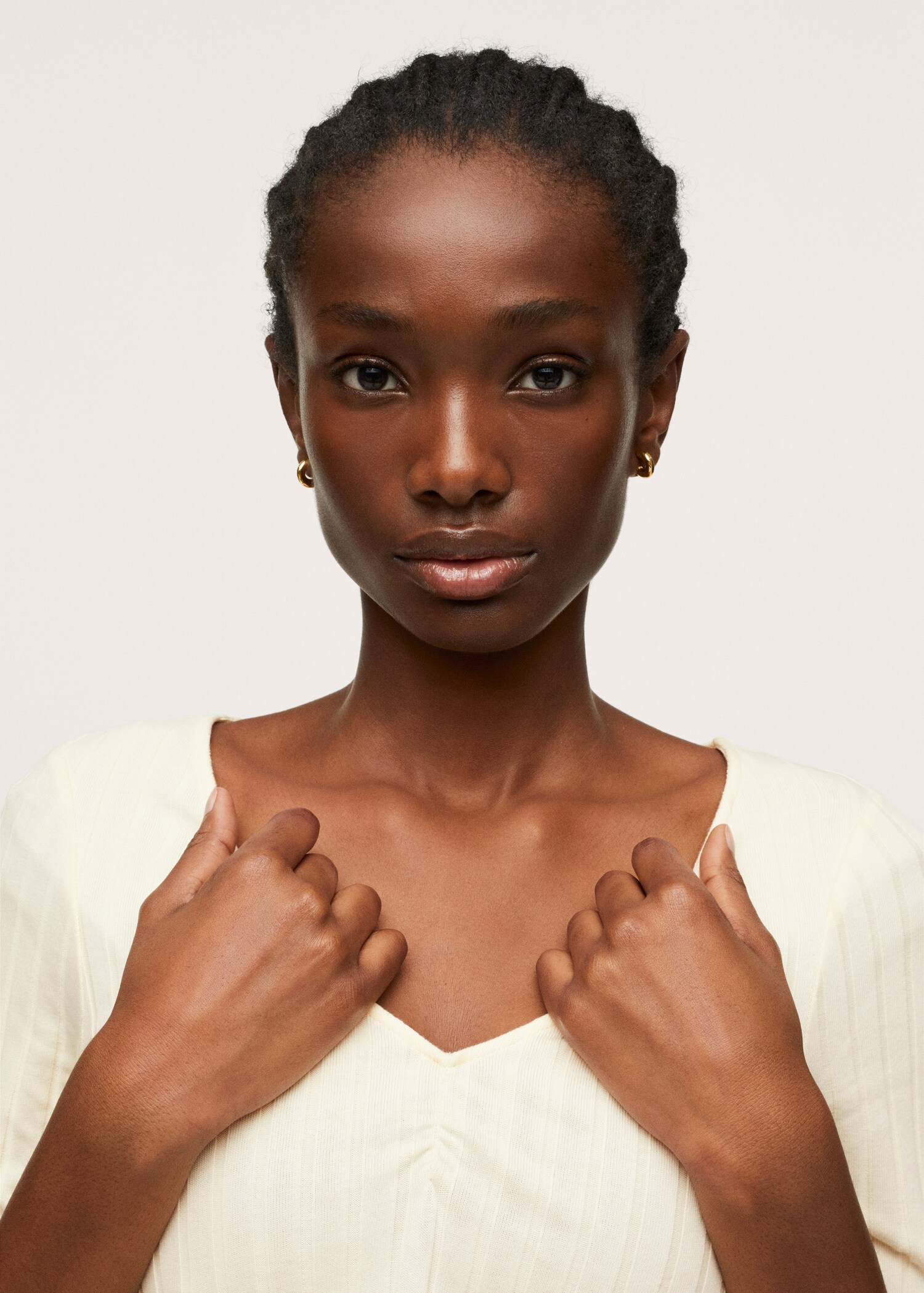 Gathered ribbed t-shirt - Details of the article 1