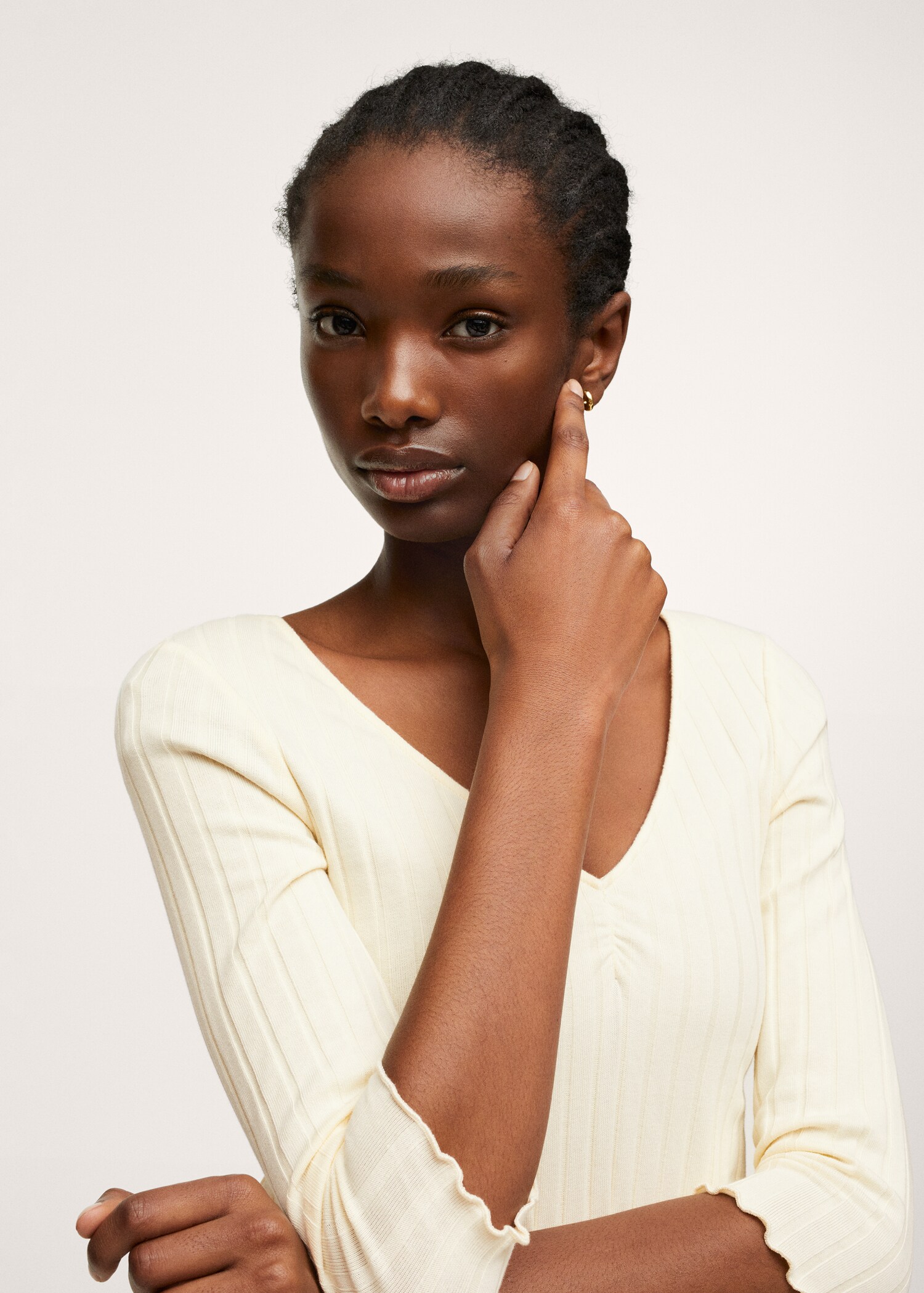 Gathered ribbed t-shirt - Details of the article 3
